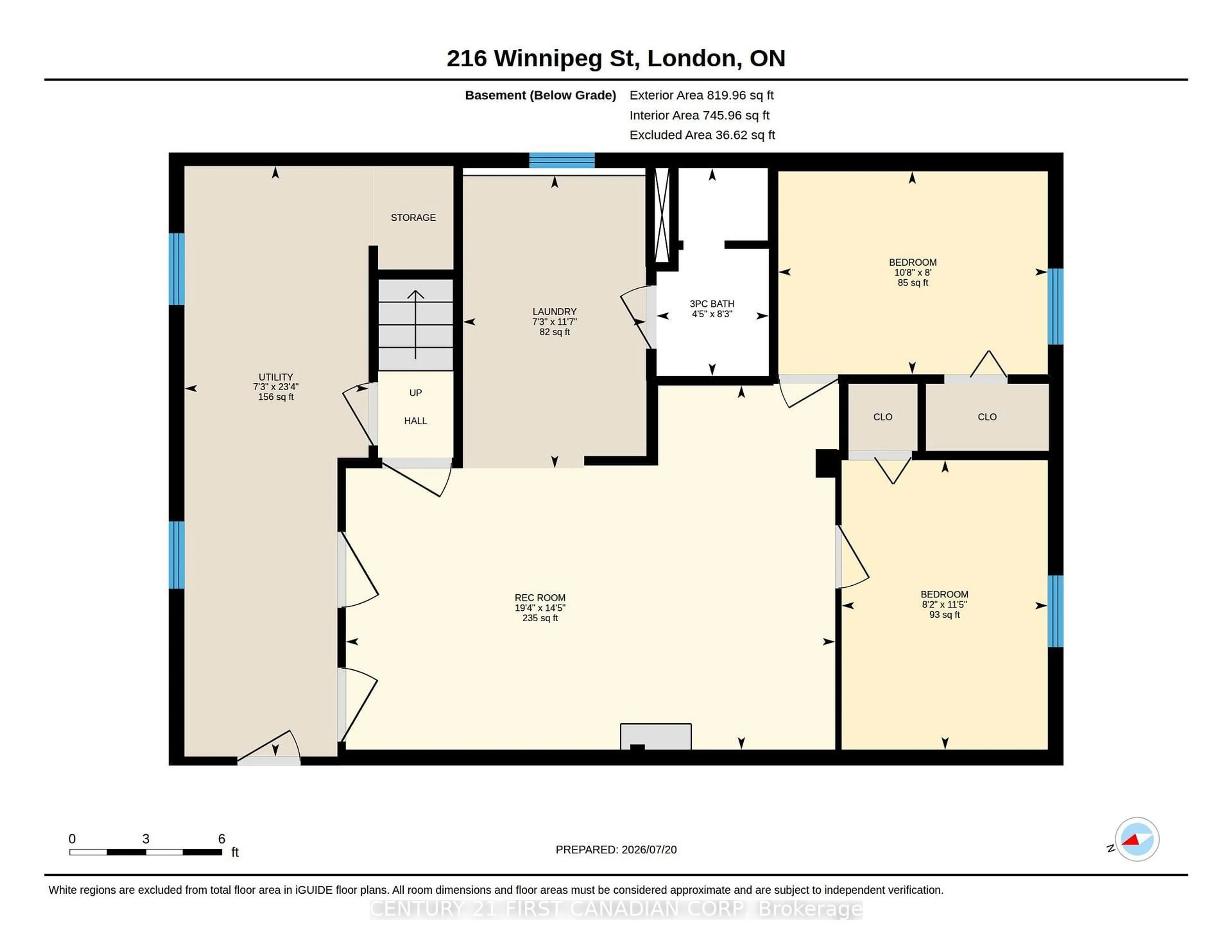 Floor plan for 216 Winnipeg St, London East Ontario N5W 4T9