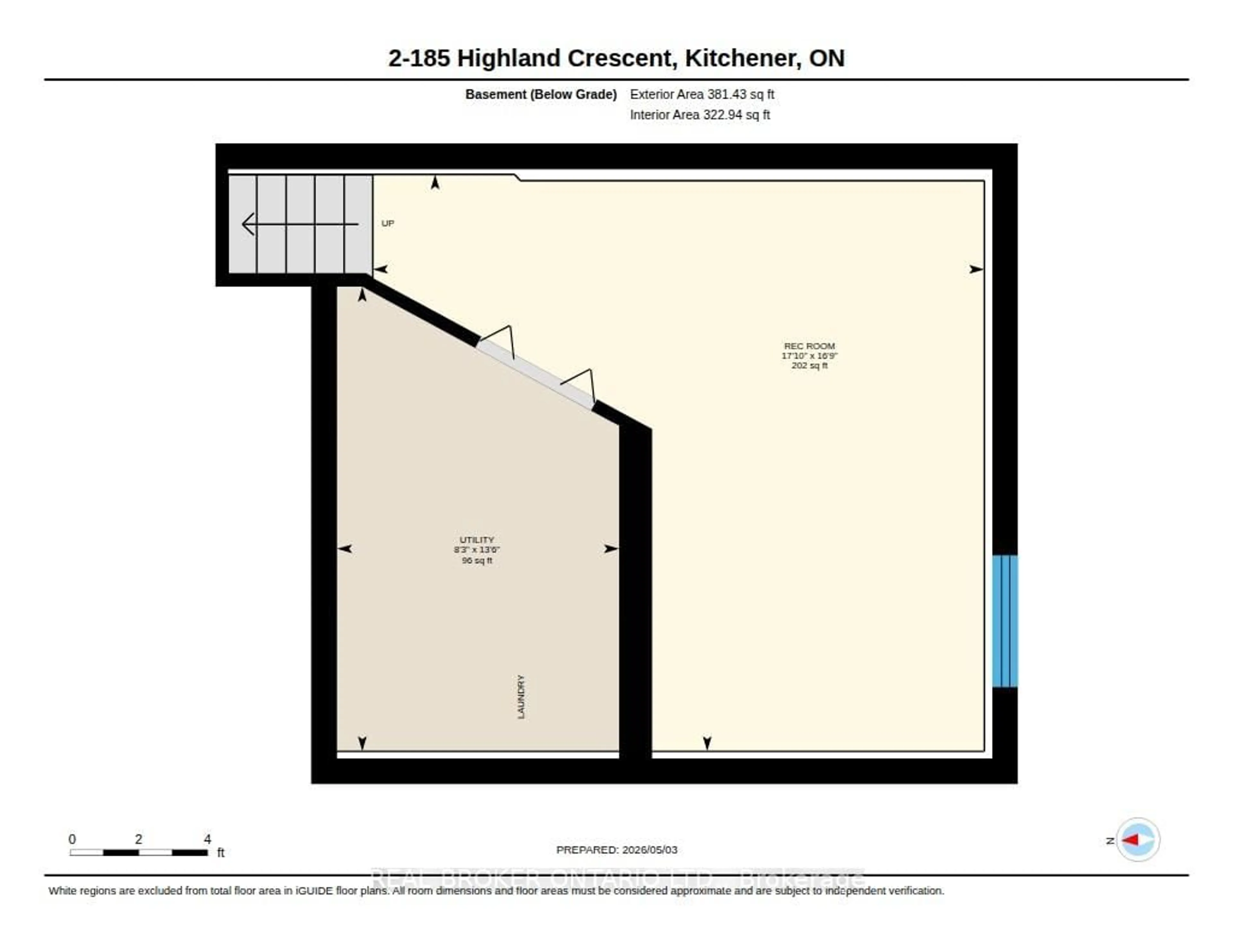Floor plan for 185 Highland Cres #2, Kitchener Ontario N2M 5P8
