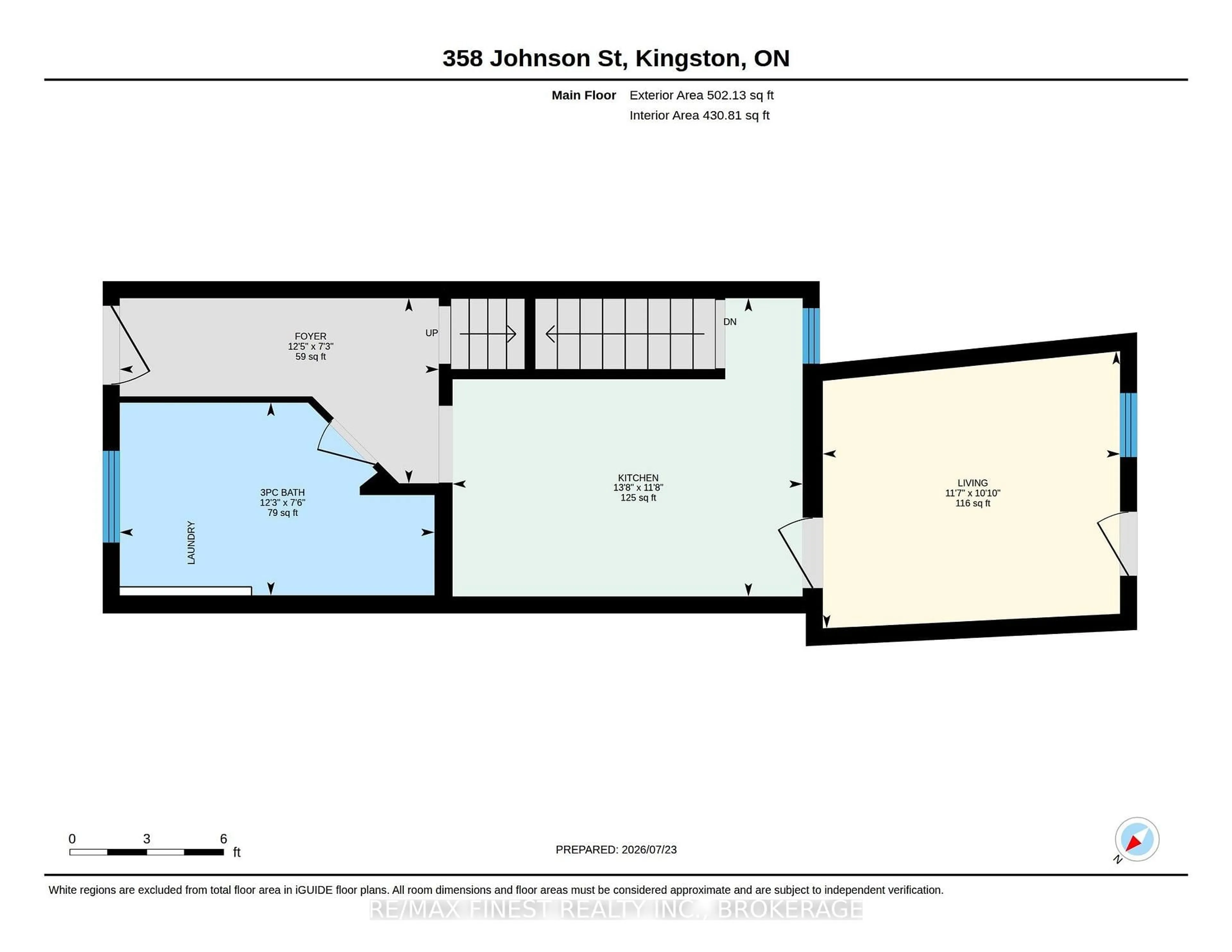 Floor plan for 358 Johnson St, Kingston Ontario K7L 1Y8