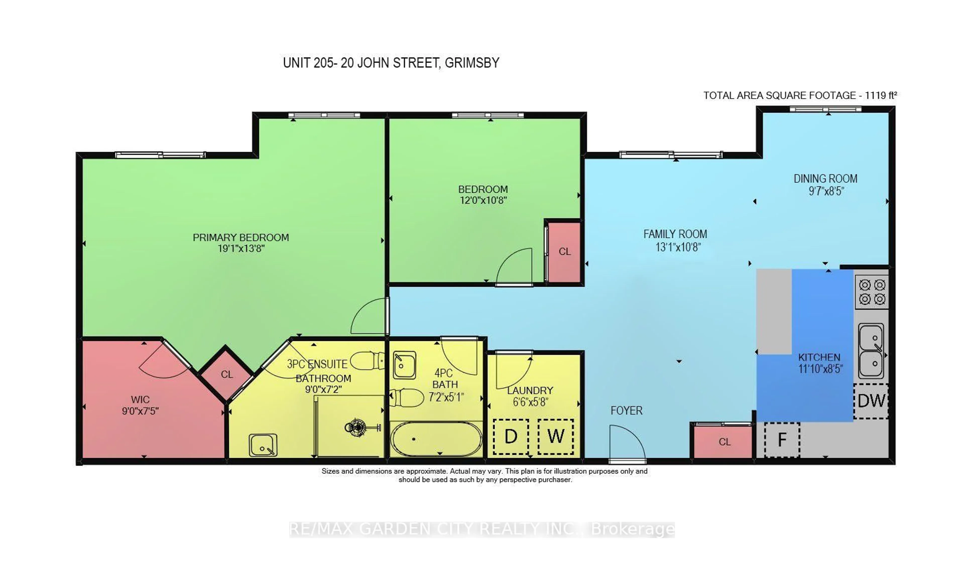 Floor plan for 20 JOHN St #205, Grimsby Ontario L3M 1X5