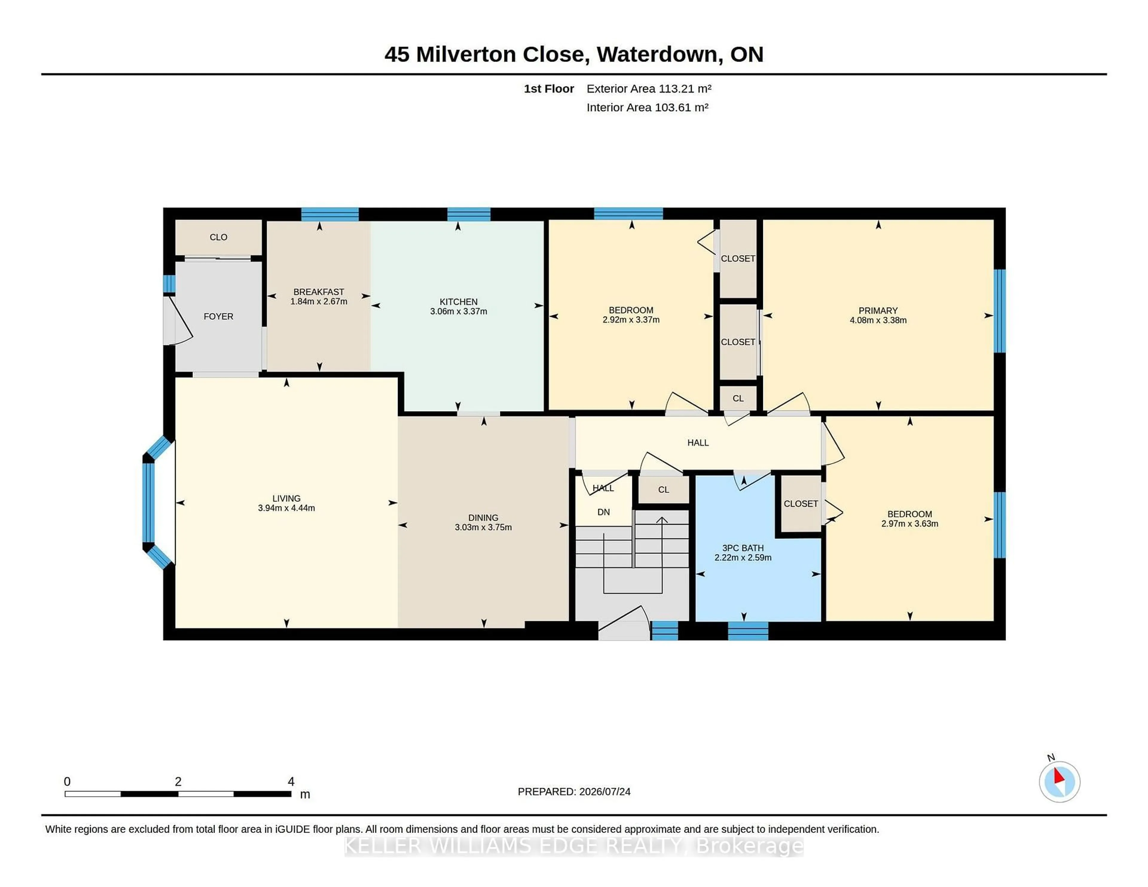 Floor plan for 45 Milverton Clse, Hamilton Ontario L8B 0A9
