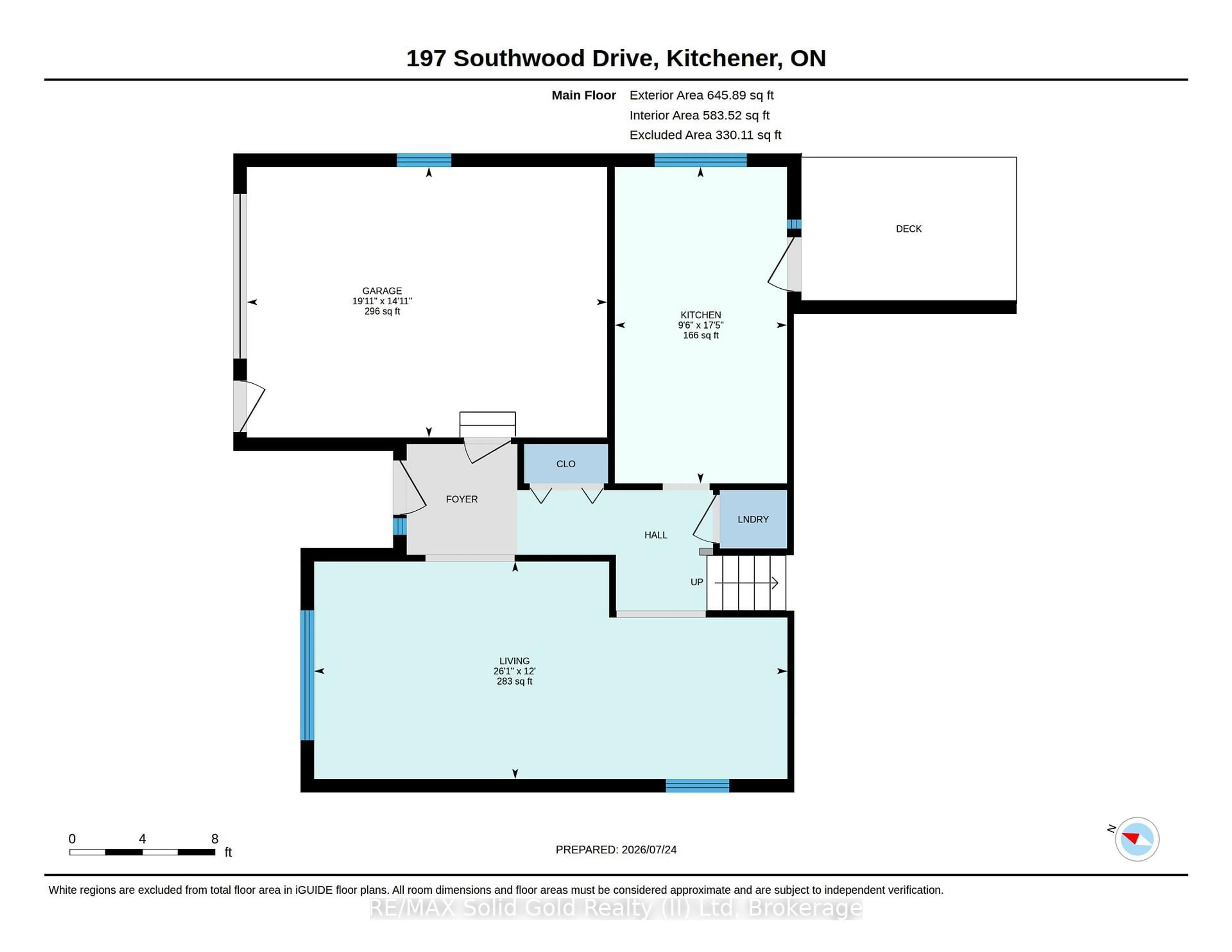 Floor plan for 197 SOUTHWOOD Dr, Kitchener Ontario N2E 2B2