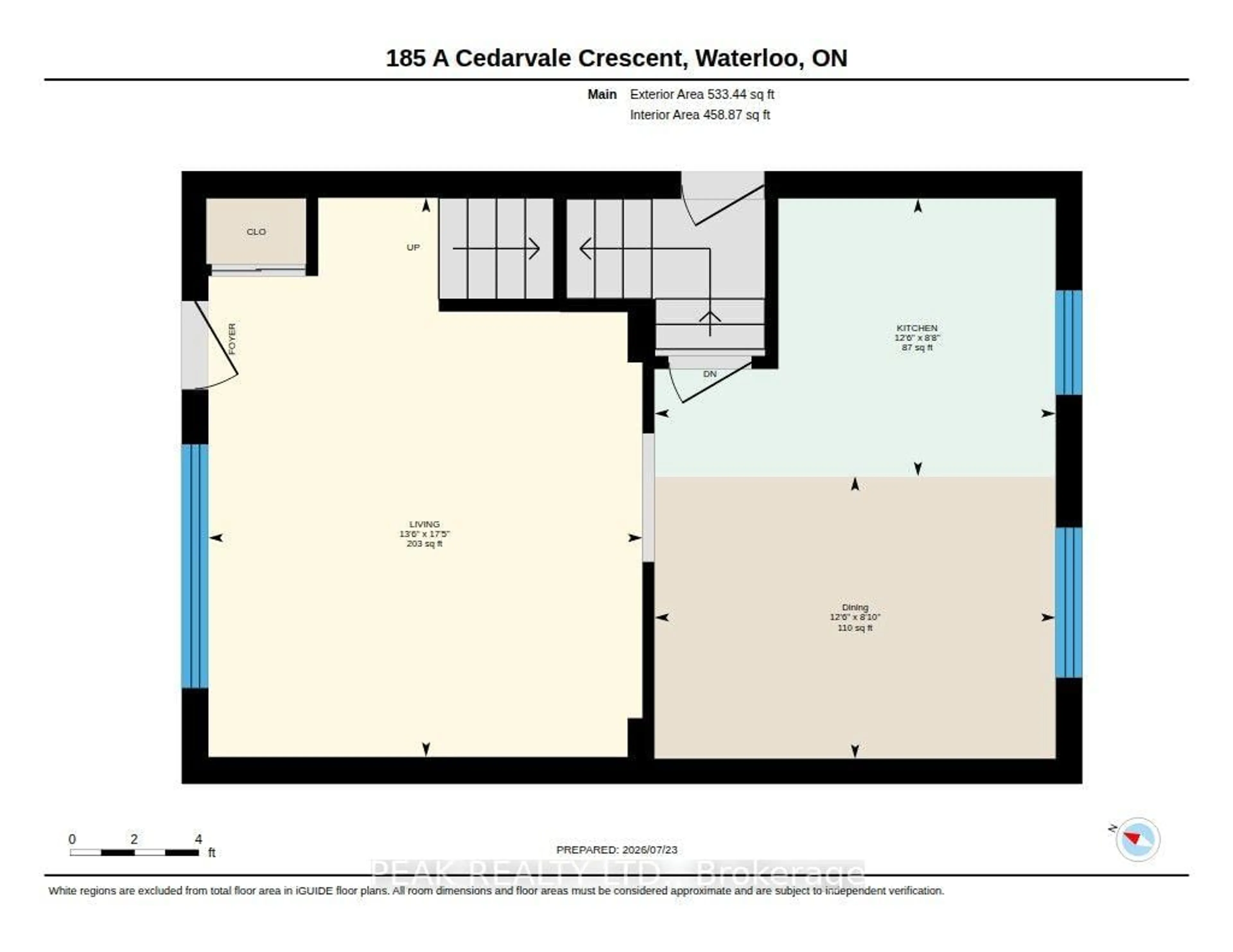 Floor plan for 185 Cedarvale Cres #A, Waterloo Ontario N2L 4T3