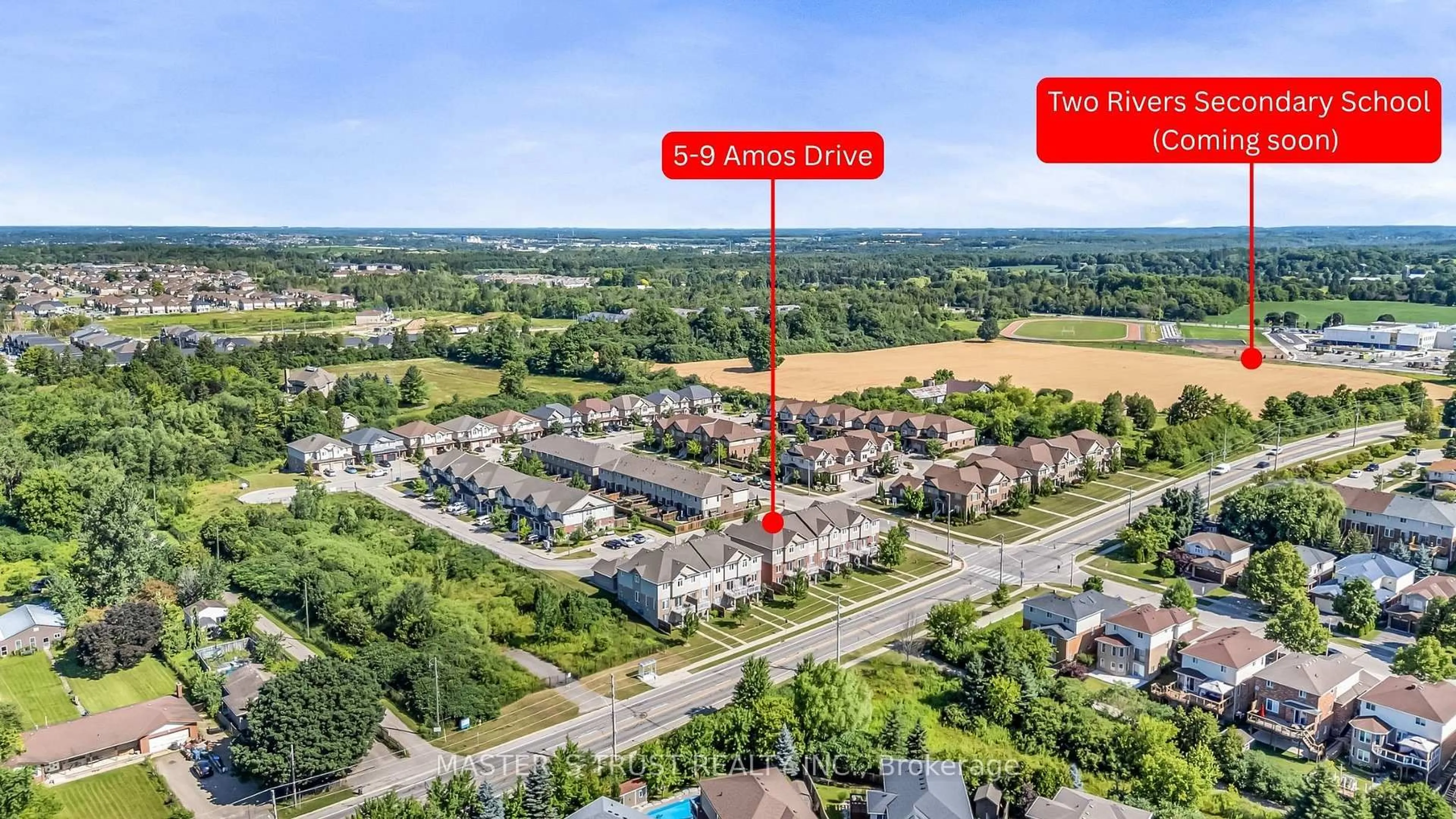 A pic from outside/outdoor area/front of a property/back of a property/a pic from drone, street for 9 Amos Dr #5, Guelph Ontario N1L 0M3