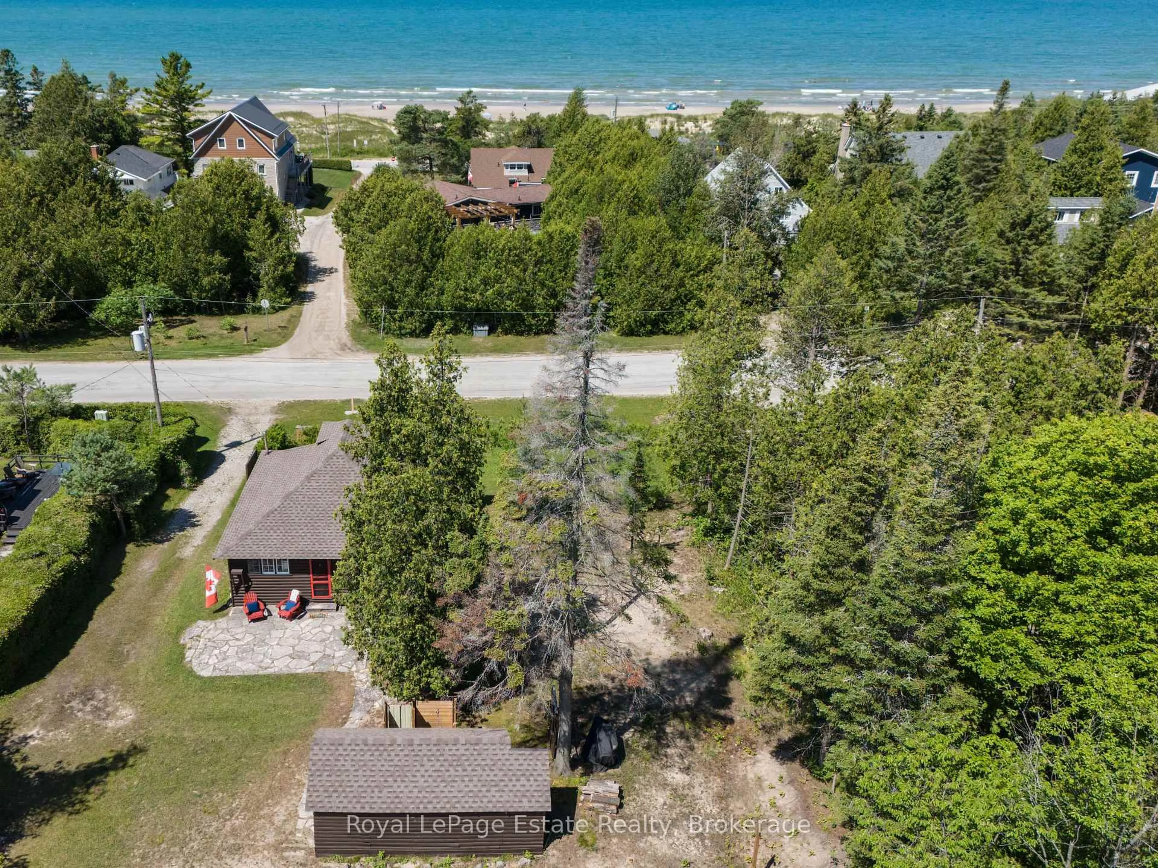 A pic from outside/outdoor area/front of a property/back of a property/a pic from drone, water/lake/river/ocean view for 533 Second Ave, South Bruce Peninsula Ontario N0H 2G0