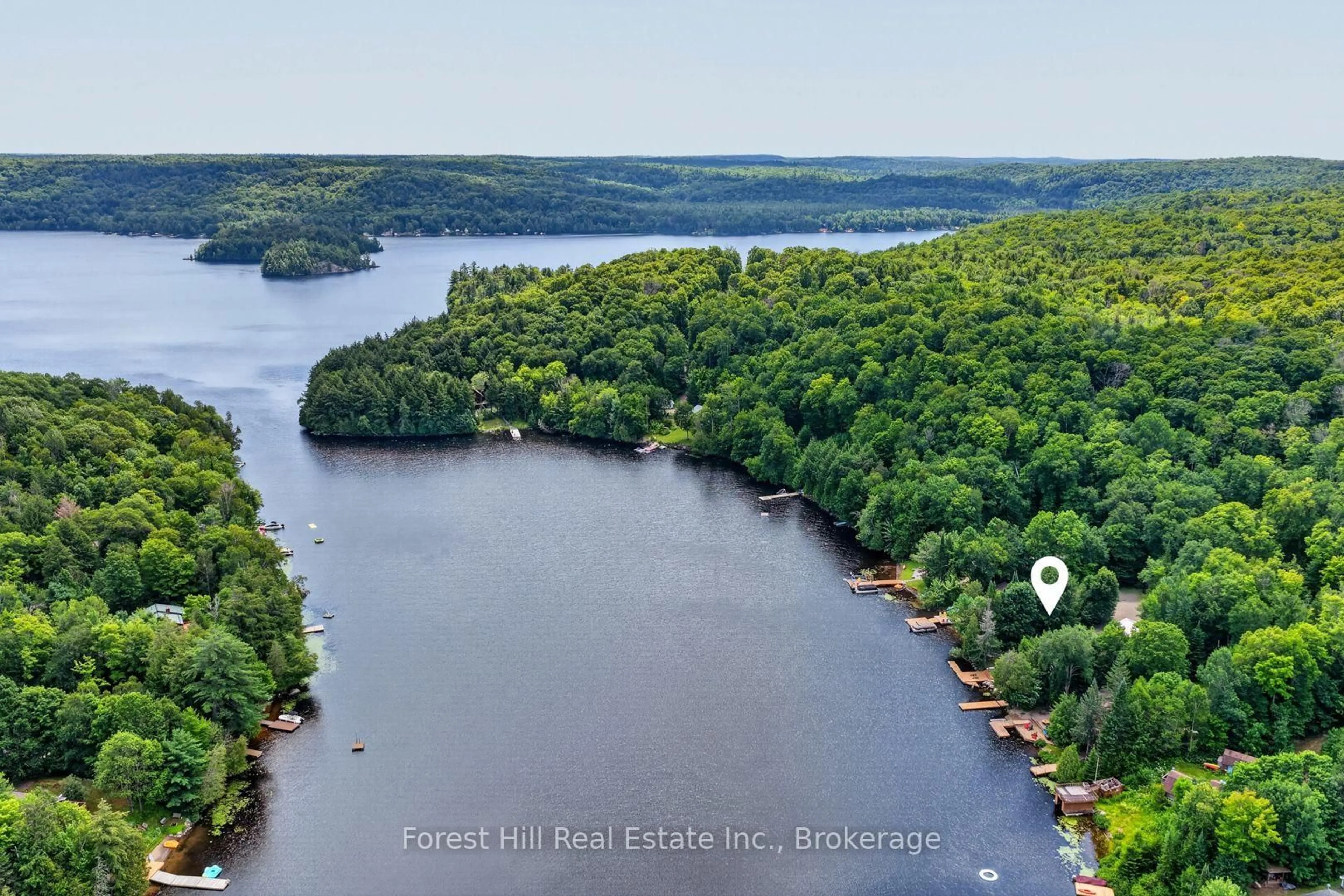 A pic from outside/outdoor area/front of a property/back of a property/a pic from drone, water/lake/river/ocean view for 1355 Bellwood Acres Rd, Lake of Bays Ontario P0A 1E0