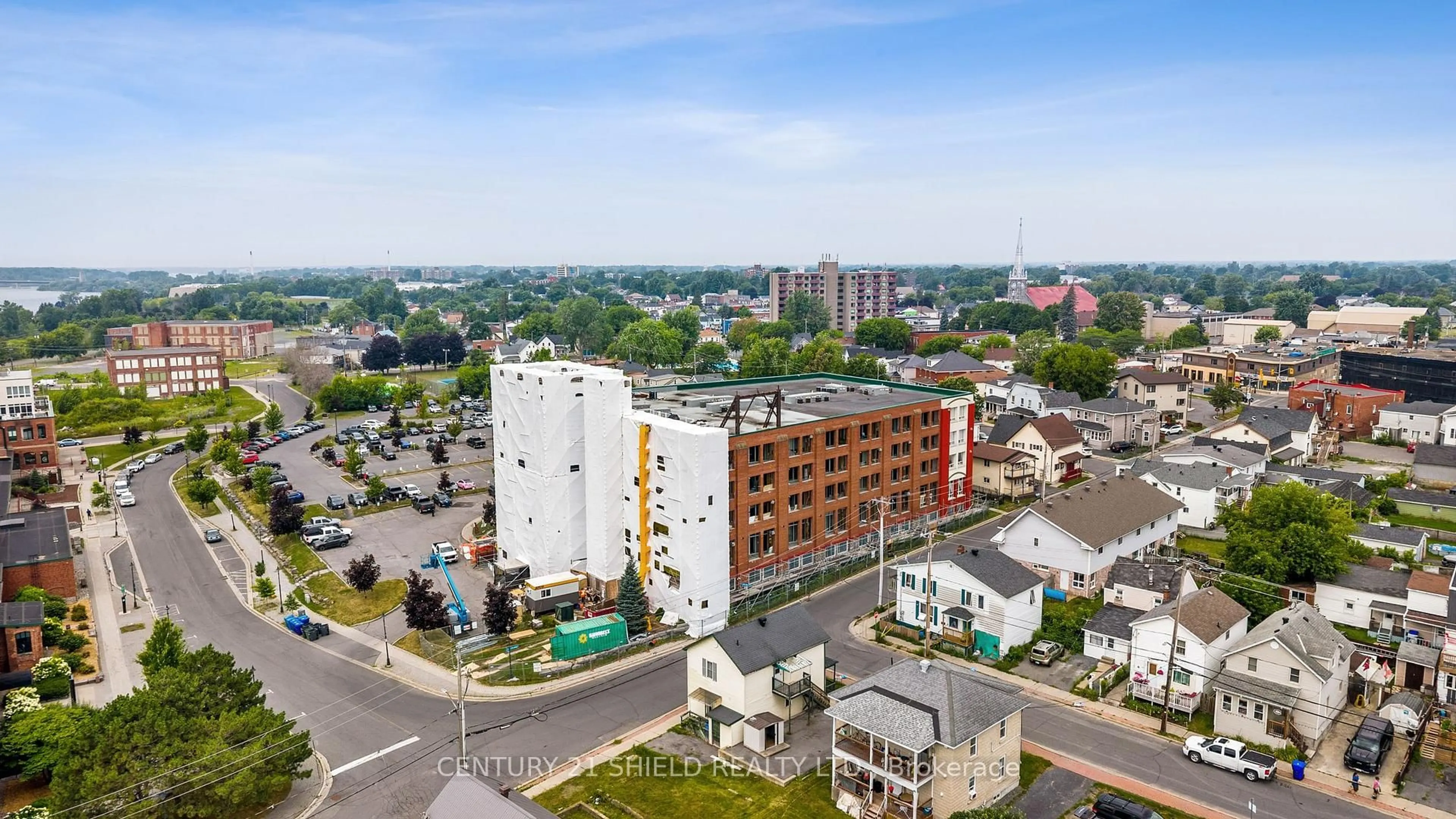 A pic from outside/outdoor area/front of a property/back of a property/a pic from drone, city buildings view from balcony for 710 Cotton Mill St #502, Cornwall Ontario K6H 7L3