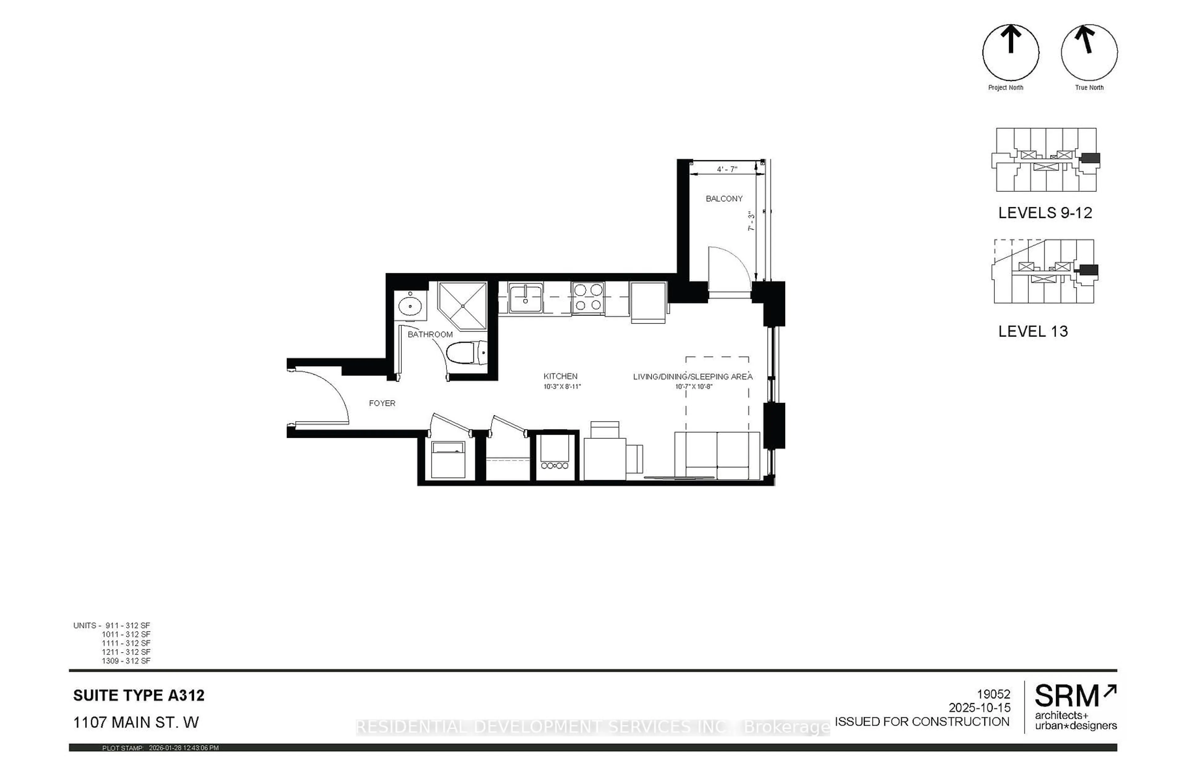 Floor plan for 1107 Main St #1309, Hamilton Ontario L8S 1B8