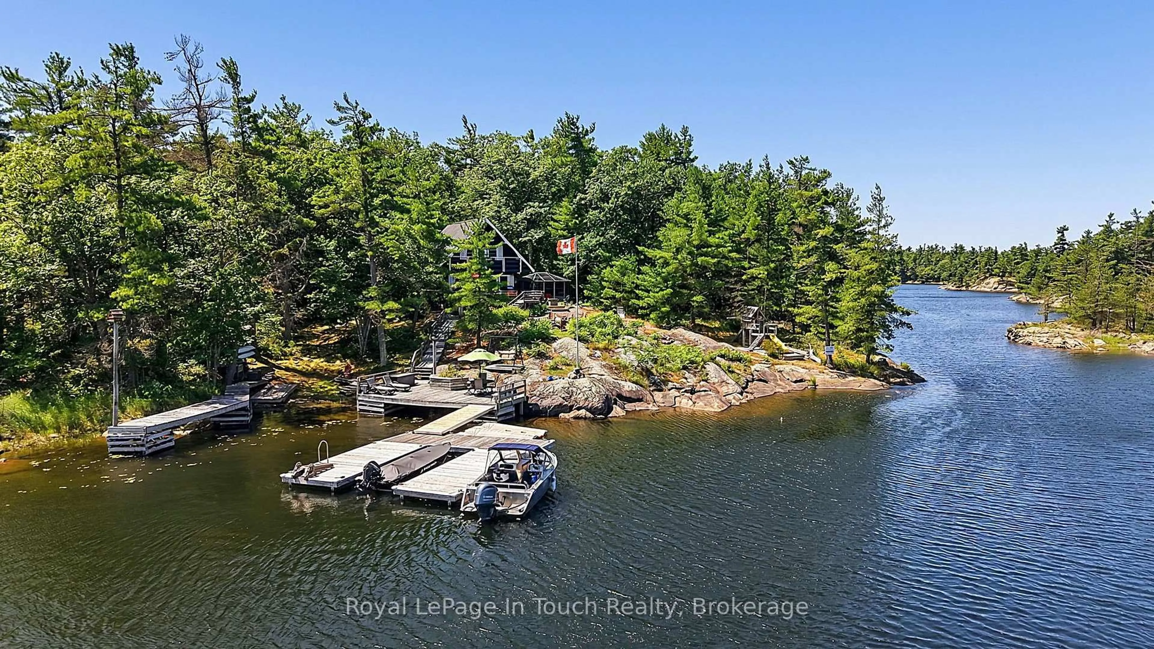 A pic from outside/outdoor area/front of a property/back of a property/a pic from drone, water/lake/river/ocean view for B207 Lot 26 Island, The Archipelago Ontario P0J 2T0