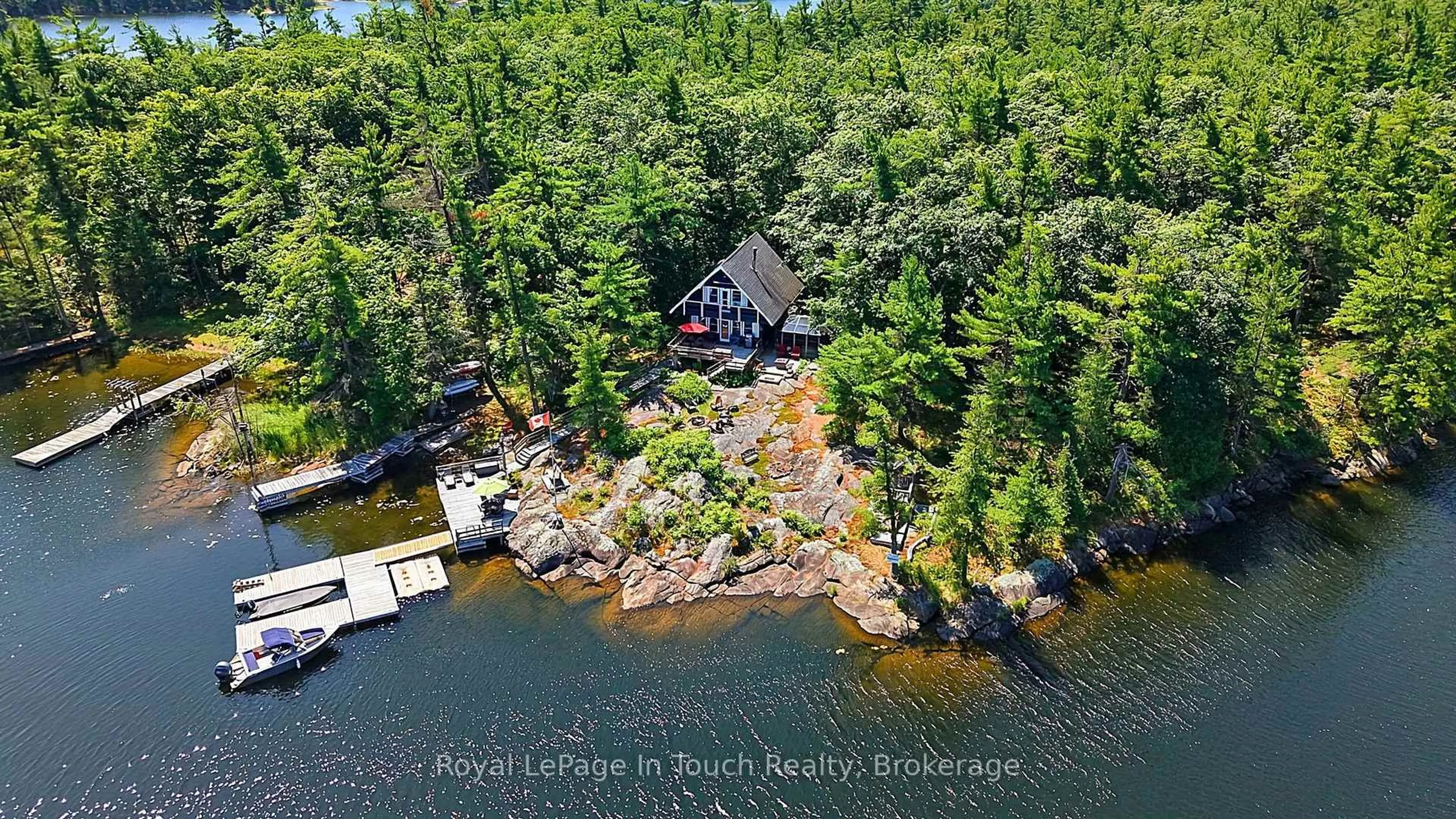 A pic from outside/outdoor area/front of a property/back of a property/a pic from drone, water/lake/river/ocean view for B207 Lot 26 Island, The Archipelago Ontario P0J 2T0