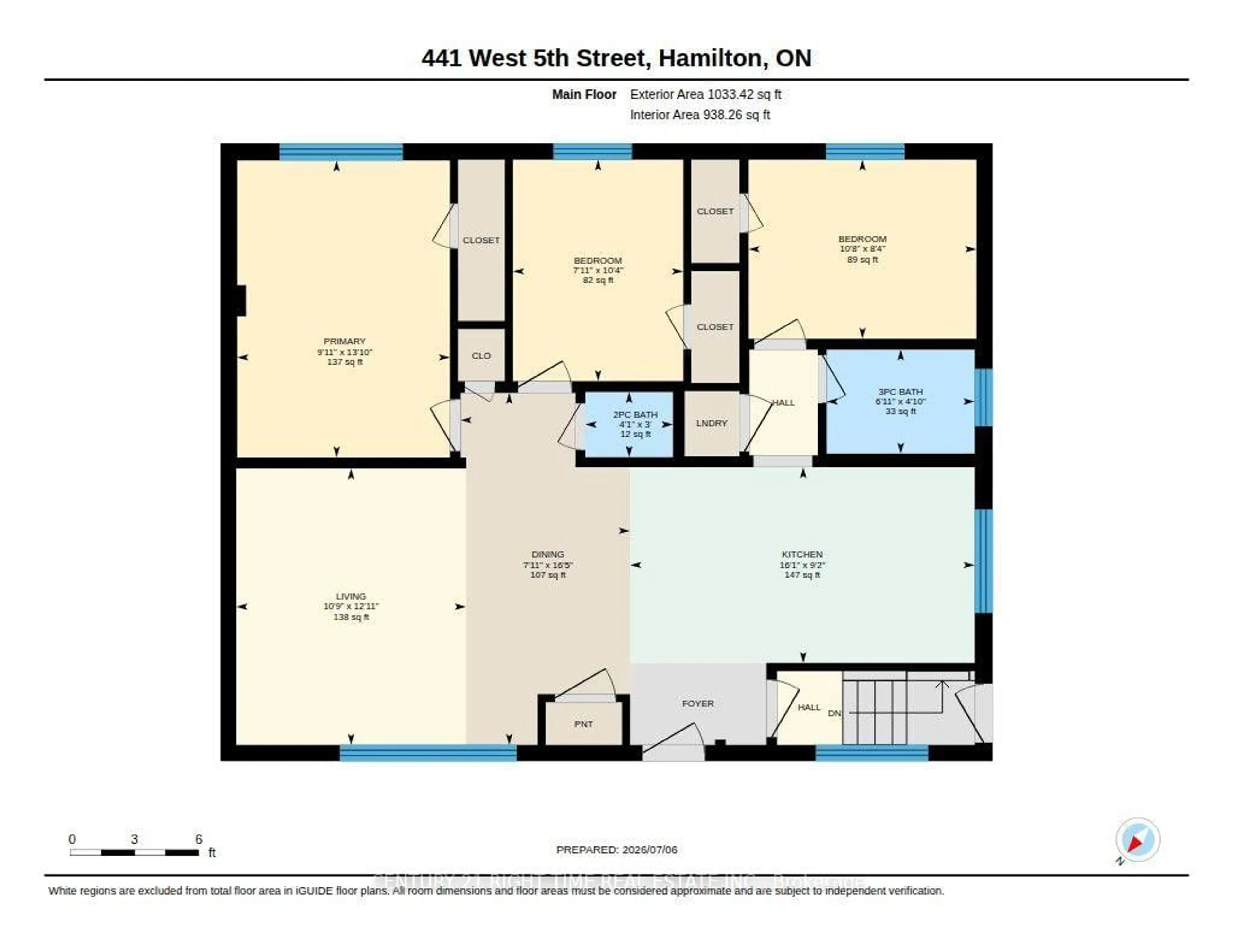 Floor plan for 441 West 5th St, Hamilton Ontario L9C 3P5