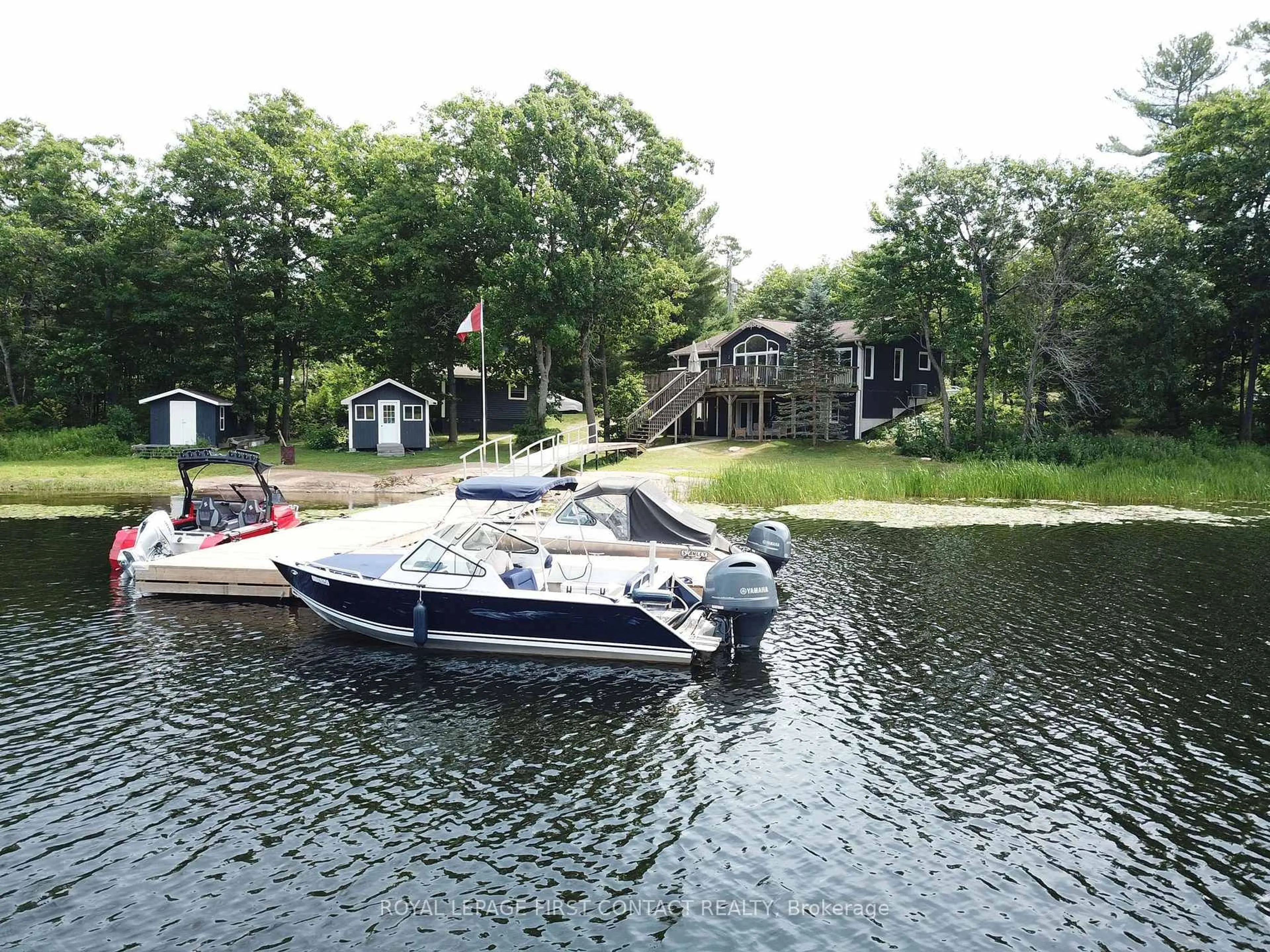 A pic from outside/outdoor area/front of a property/back of a property/a pic from drone, water/lake/river/ocean view for 190 South Shore Rd, The Archipelago Ontario P0G 1K0