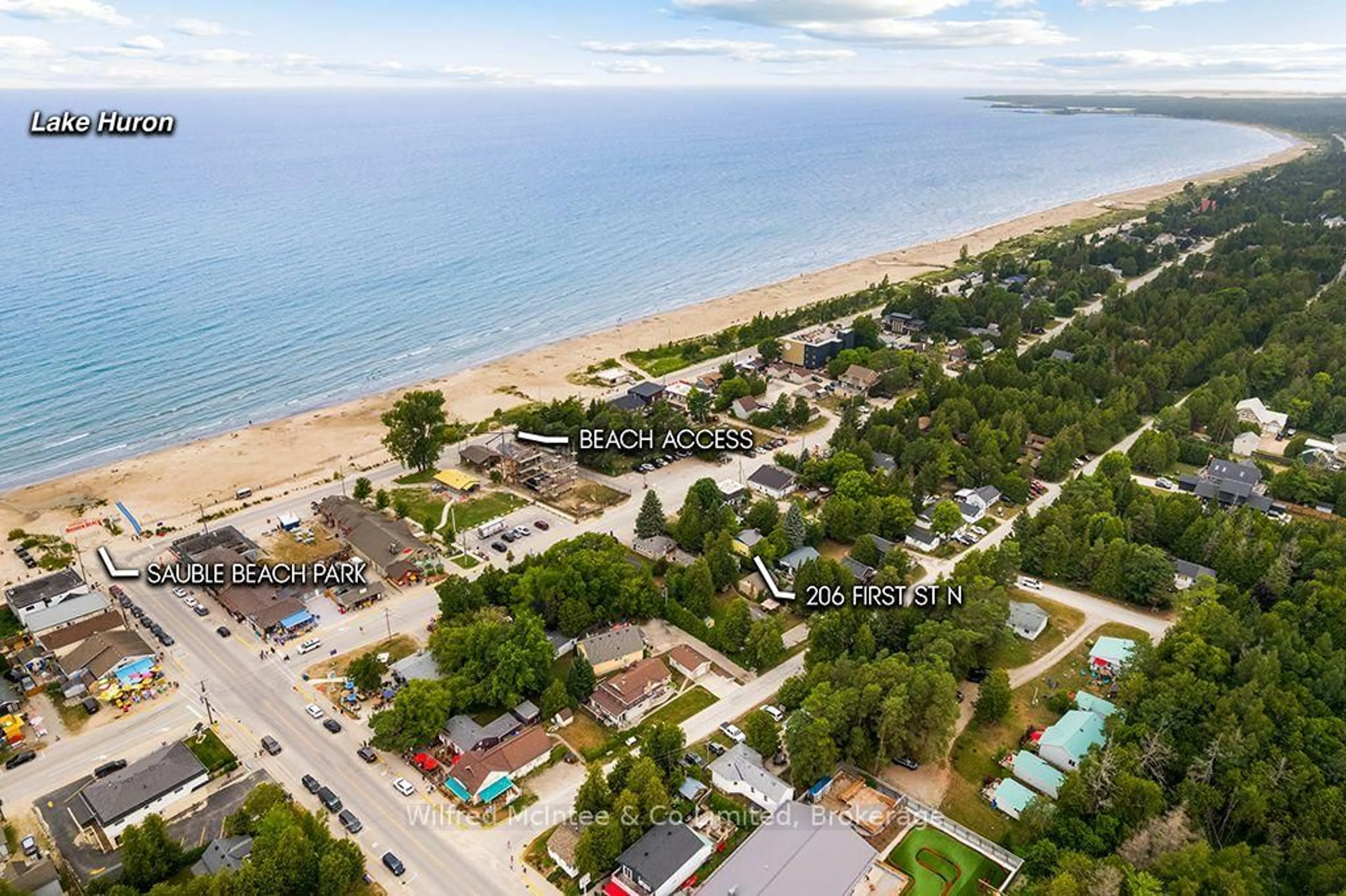A pic from outside/outdoor area/front of a property/back of a property/a pic from drone, street for 206 First St, South Bruce Peninsula Ontario N0H 2G0