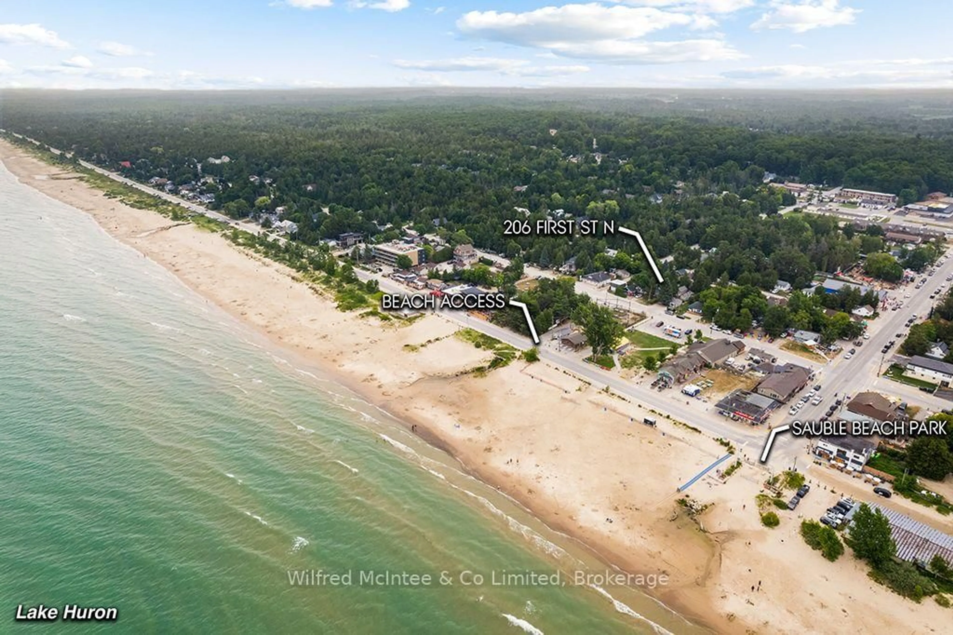 A pic from outside/outdoor area/front of a property/back of a property/a pic from drone, water/lake/river/ocean view for 206 First St, South Bruce Peninsula Ontario N0H 2G0