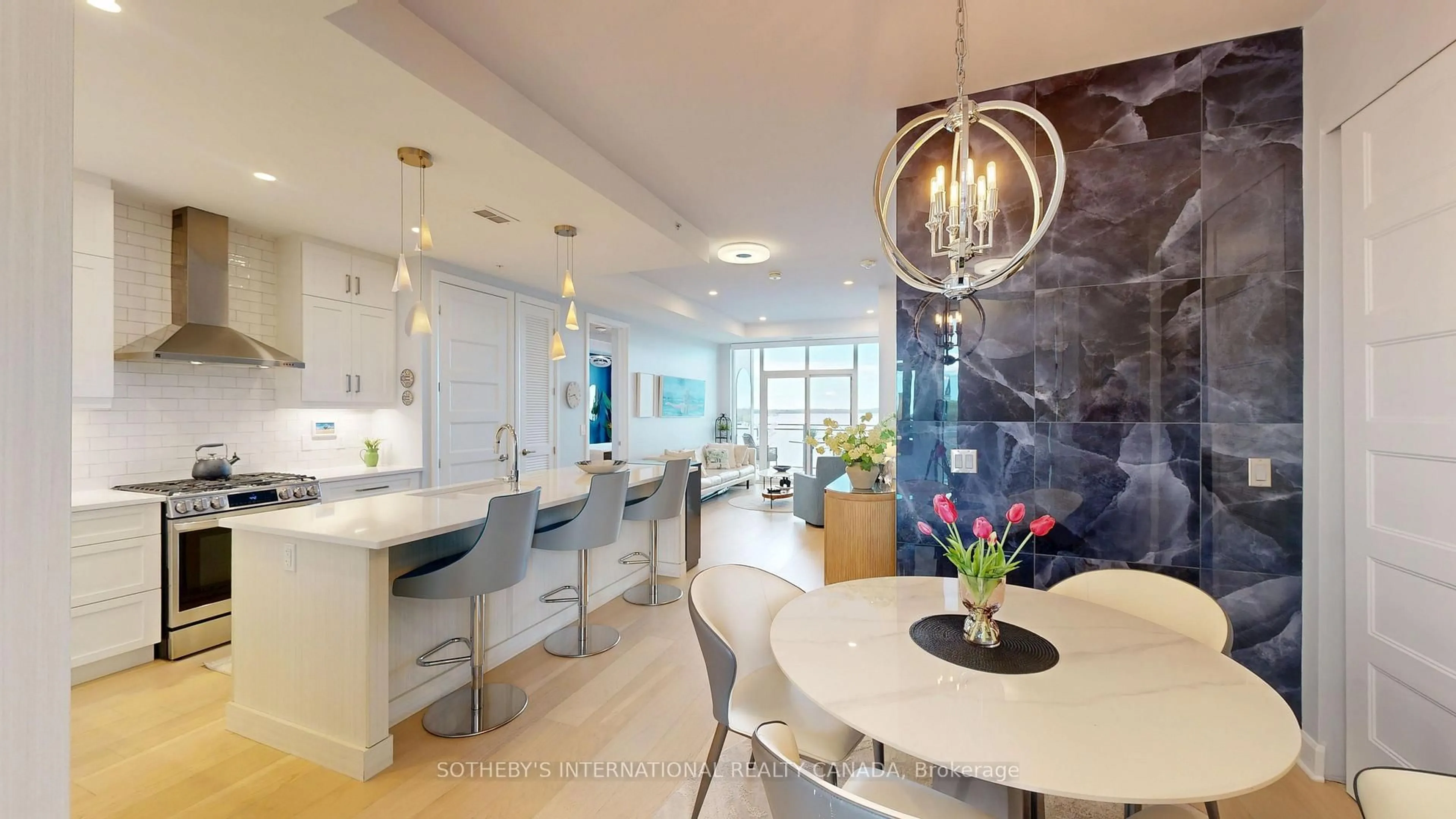 Open concept kitchen, ceramic/tile floor for 129B South St #620, Gananoque Ontario K7G 0B1