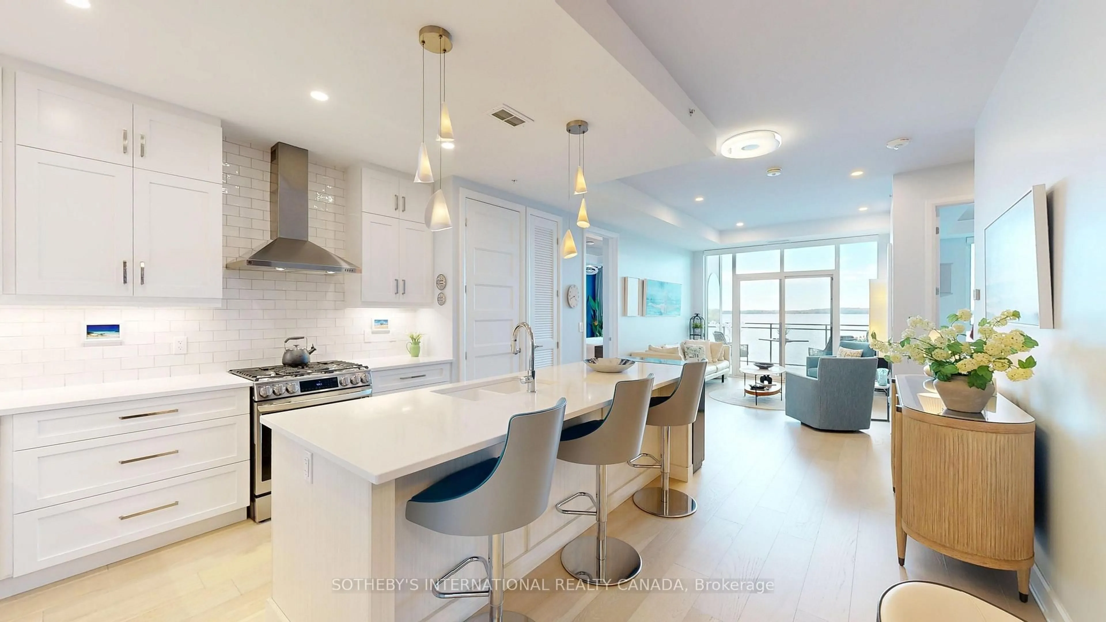 Open concept kitchen, ceramic/tile floor for 129B South St #620, Gananoque Ontario K7G 0B1