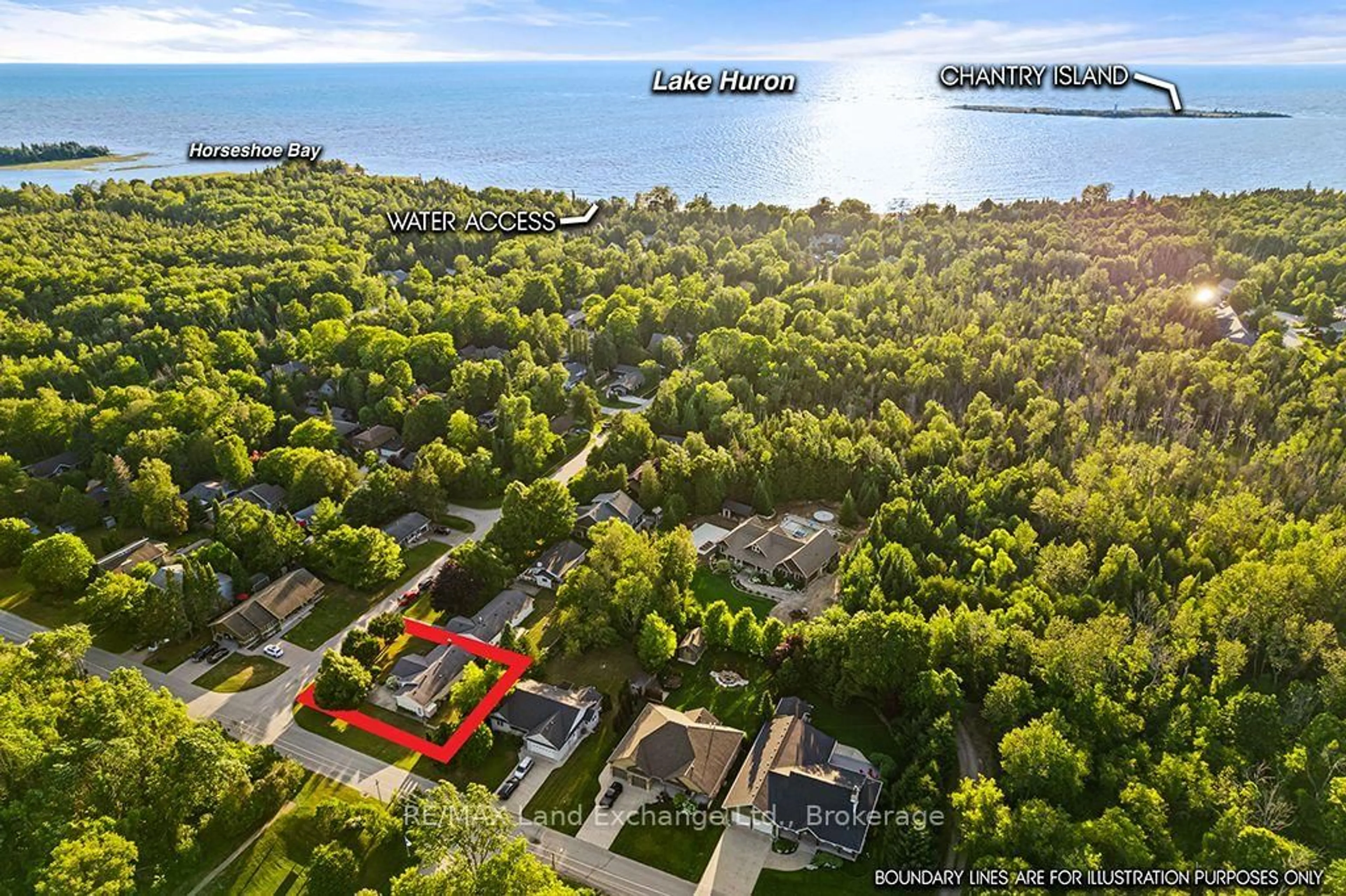 A pic from outside/outdoor area/front of a property/back of a property/a pic from drone, water/lake/river/ocean view for 334 Cole Blvd, Saugeen Shores Ontario N0H 2L0