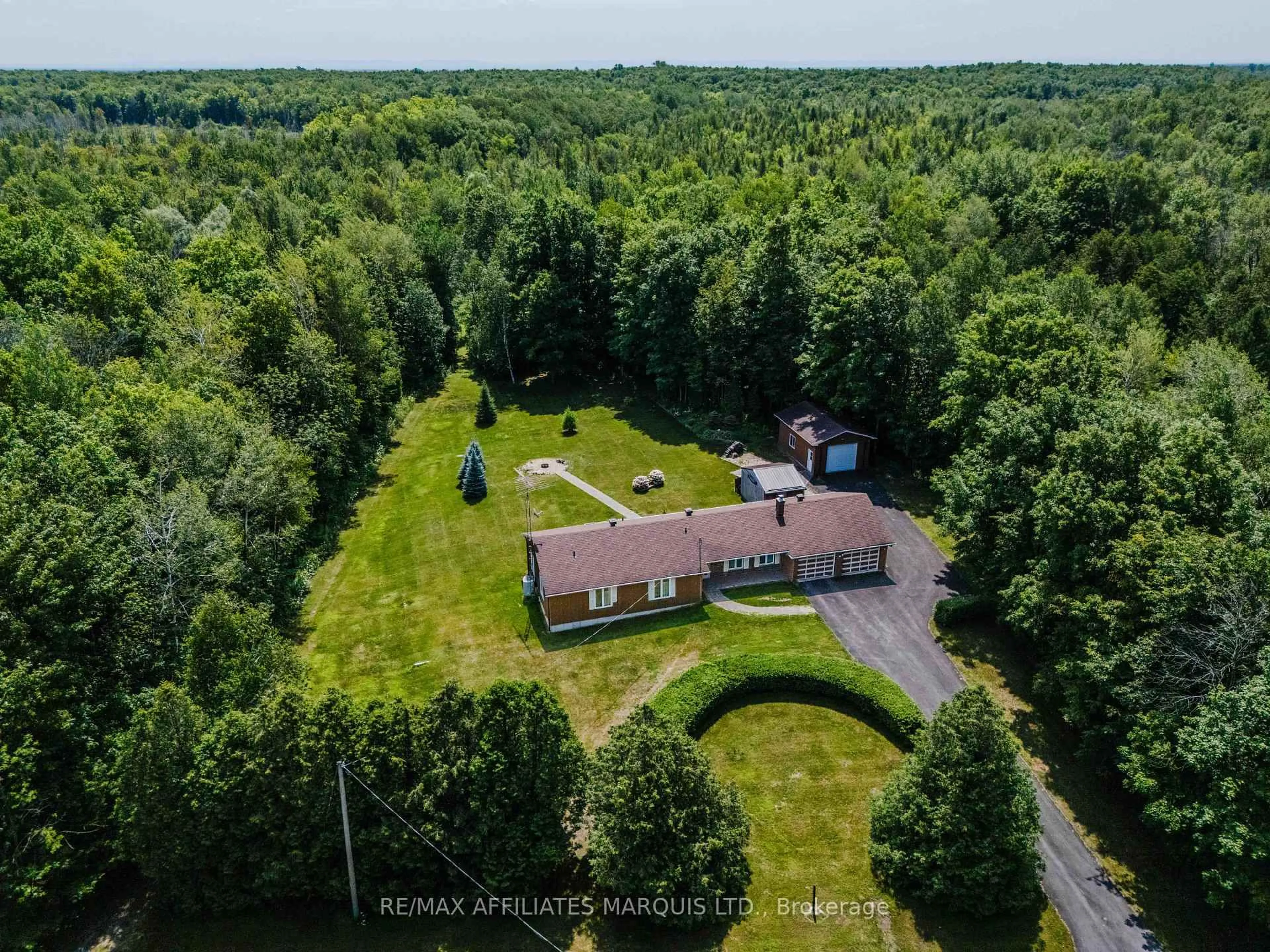 A pic from outside/outdoor area/front of a property/back of a property/a pic from drone, forest/trees view for 19458 Caber Rd, South Glengarry Ontario K0C 1S0
