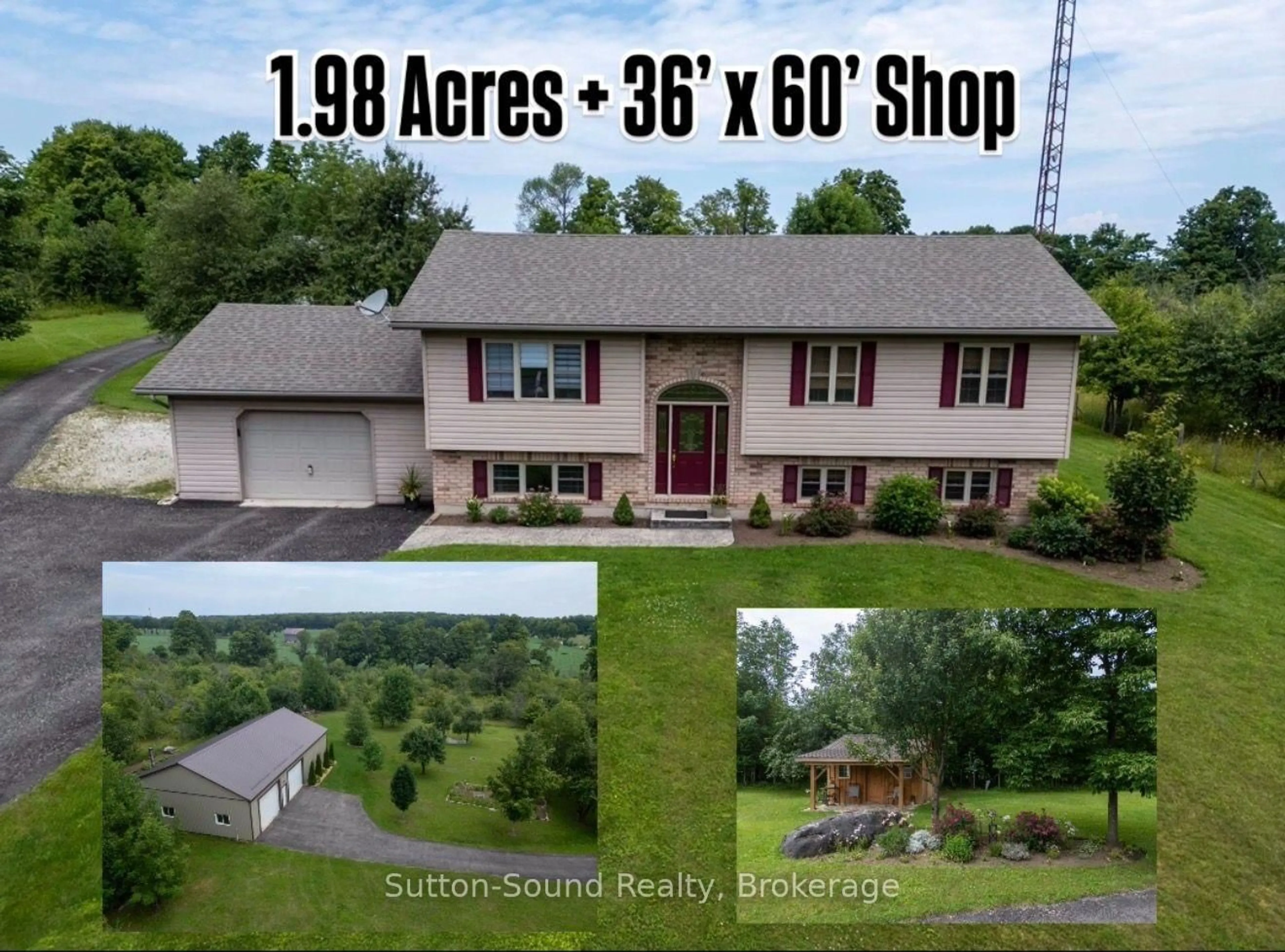 A pic from outside/outdoor area/front of a property/back of a property/a pic from drone, street for 442513 21 Concession, Georgian Bluffs Ontario N0H 2T0