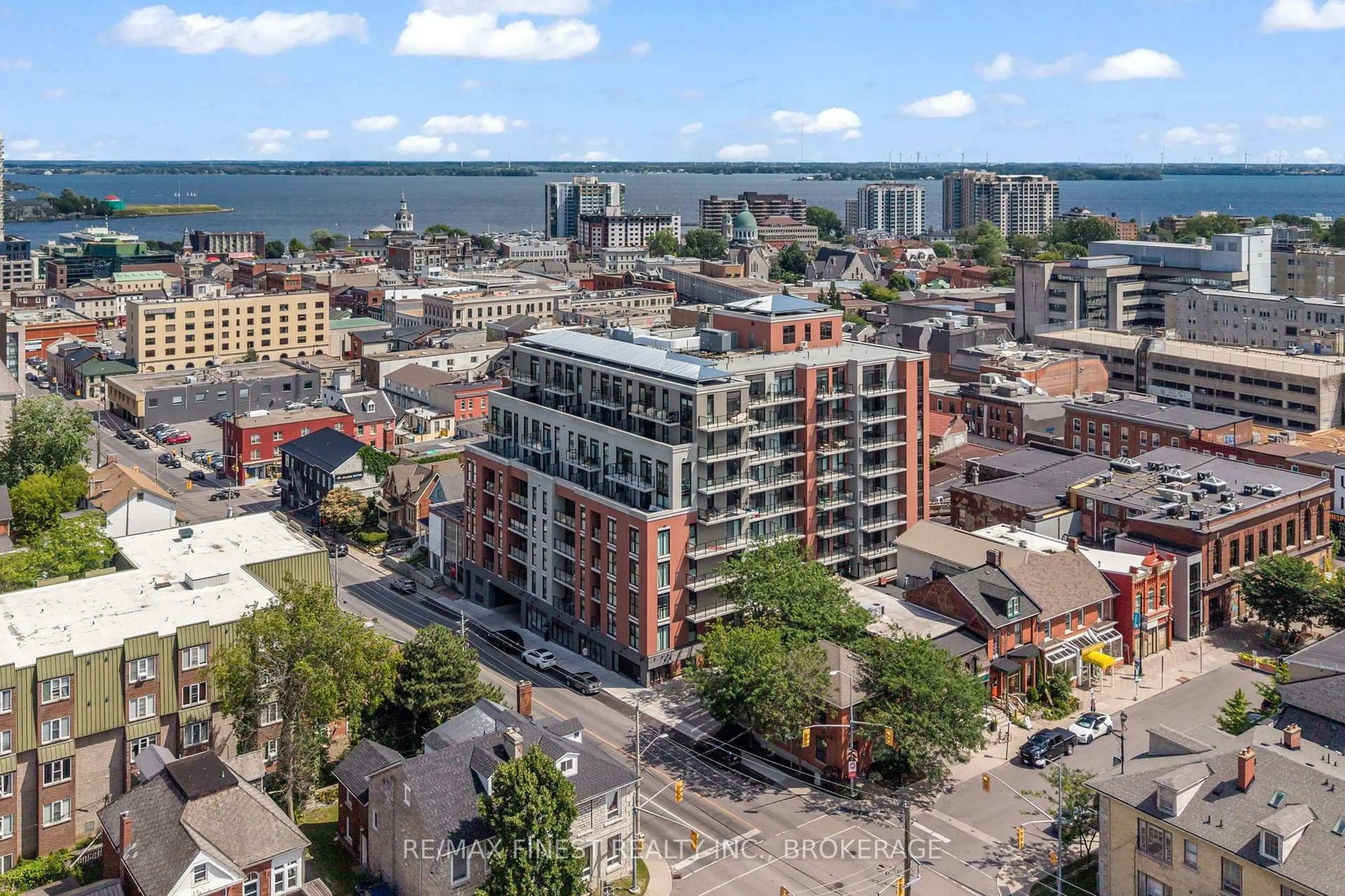 A pic from outside/outdoor area/front of a property/back of a property/a pic from drone, city buildings view from balcony for 223 PRINCESS St #801, Kingston Ontario K7L 0G8