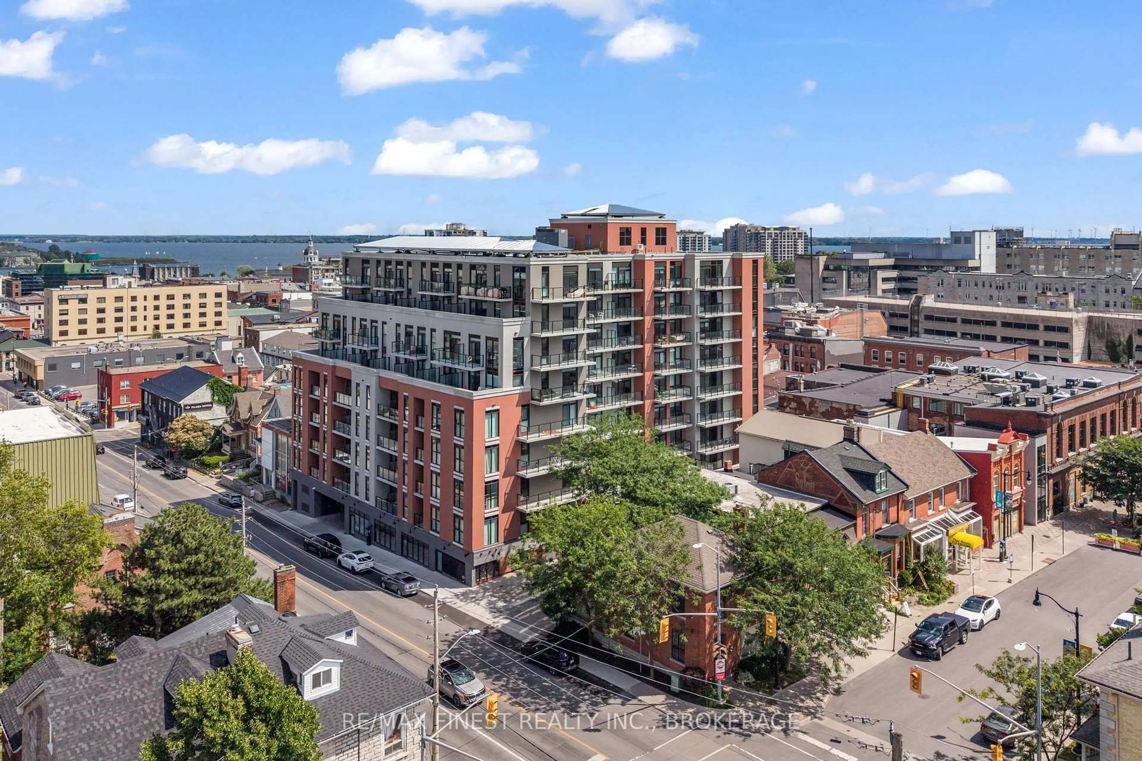 A pic from outside/outdoor area/front of a property/back of a property/a pic from drone, city buildings view from balcony for 223 PRINCESS St #801, Kingston Ontario K7L 0G8