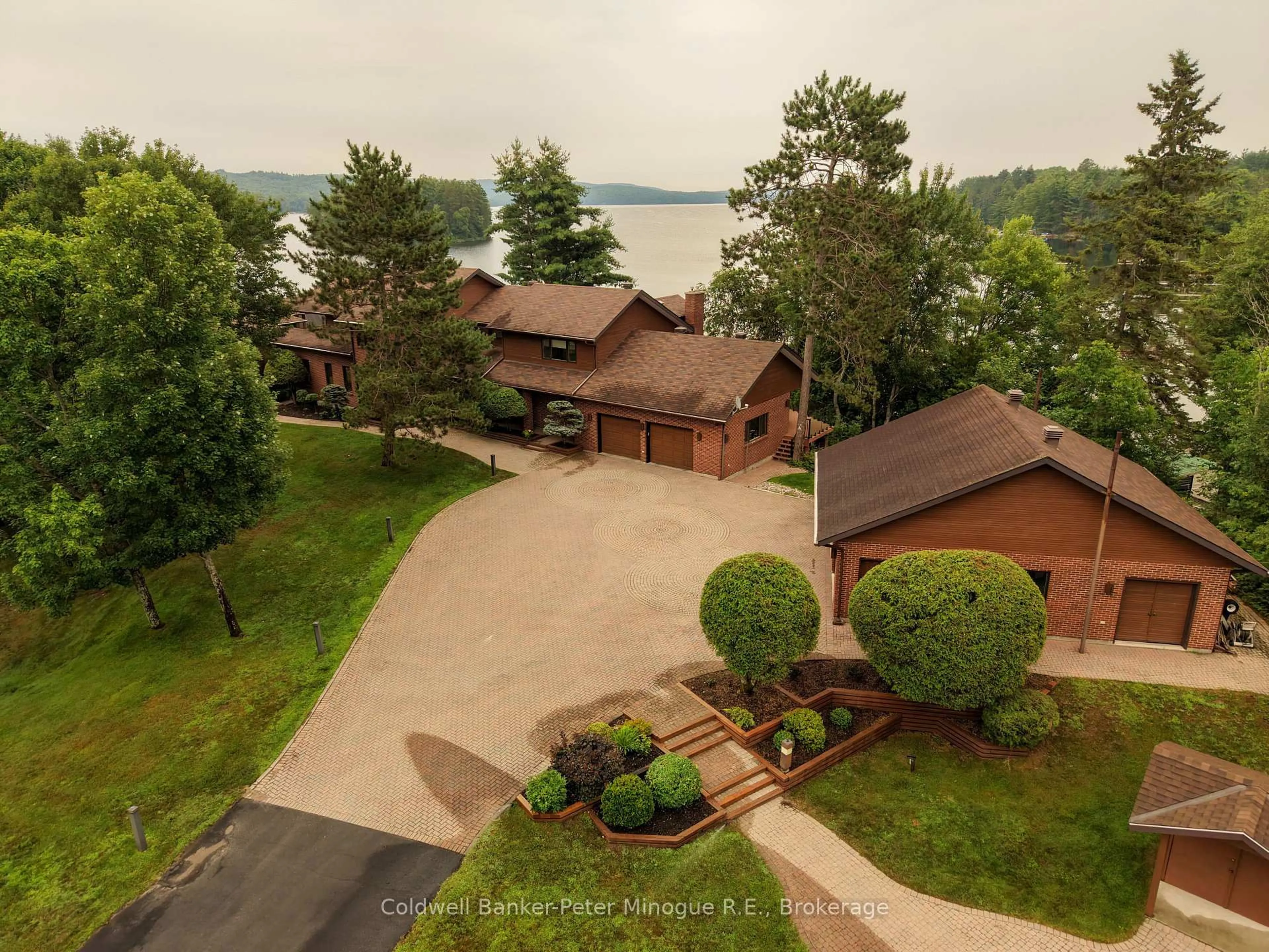 A pic from outside/outdoor area/front of a property/back of a property/a pic from drone, water/lake/river/ocean view for 17 Island View Lane, East Ferris Ontario P0H 1K0