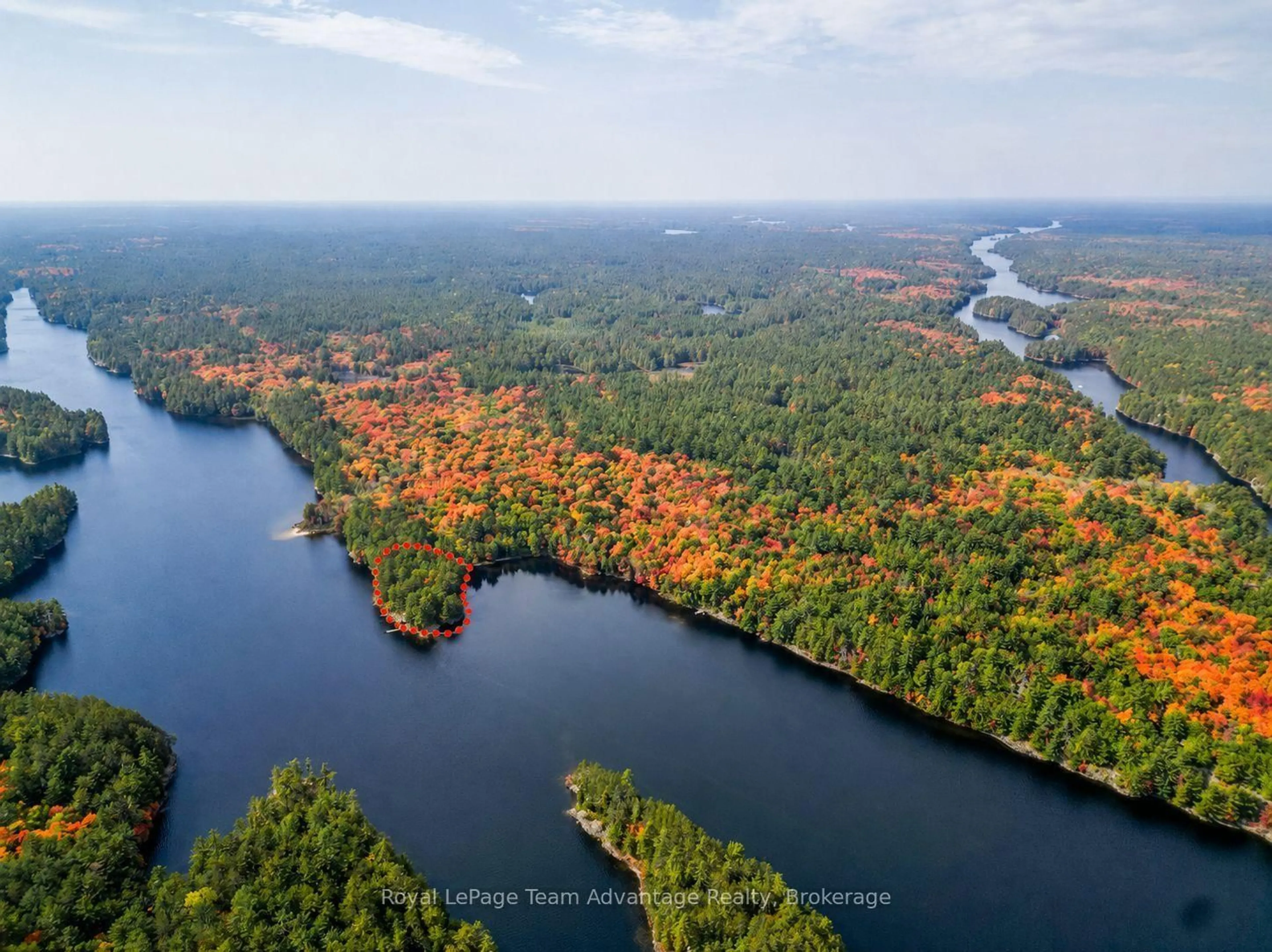 A pic from outside/outdoor area/front of a property/back of a property/a pic from drone, water/lake/river/ocean view for 9075 Harris Lake Water, Whitestone Ontario P0A 1G0