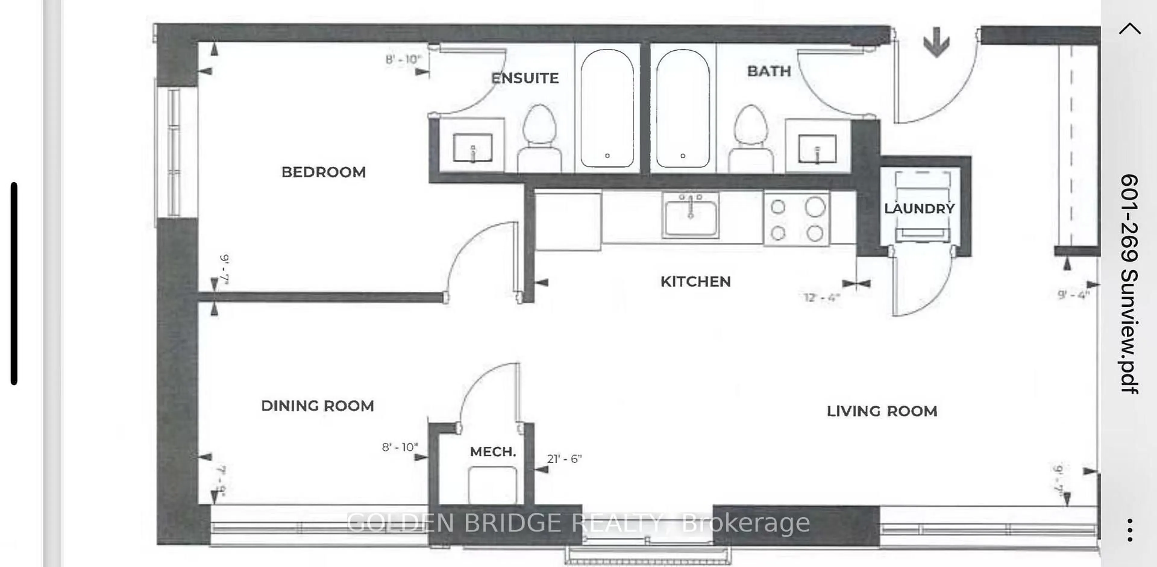 Floor plan for 269 Sunview St #601, Waterloo Ontario N2L 3V8