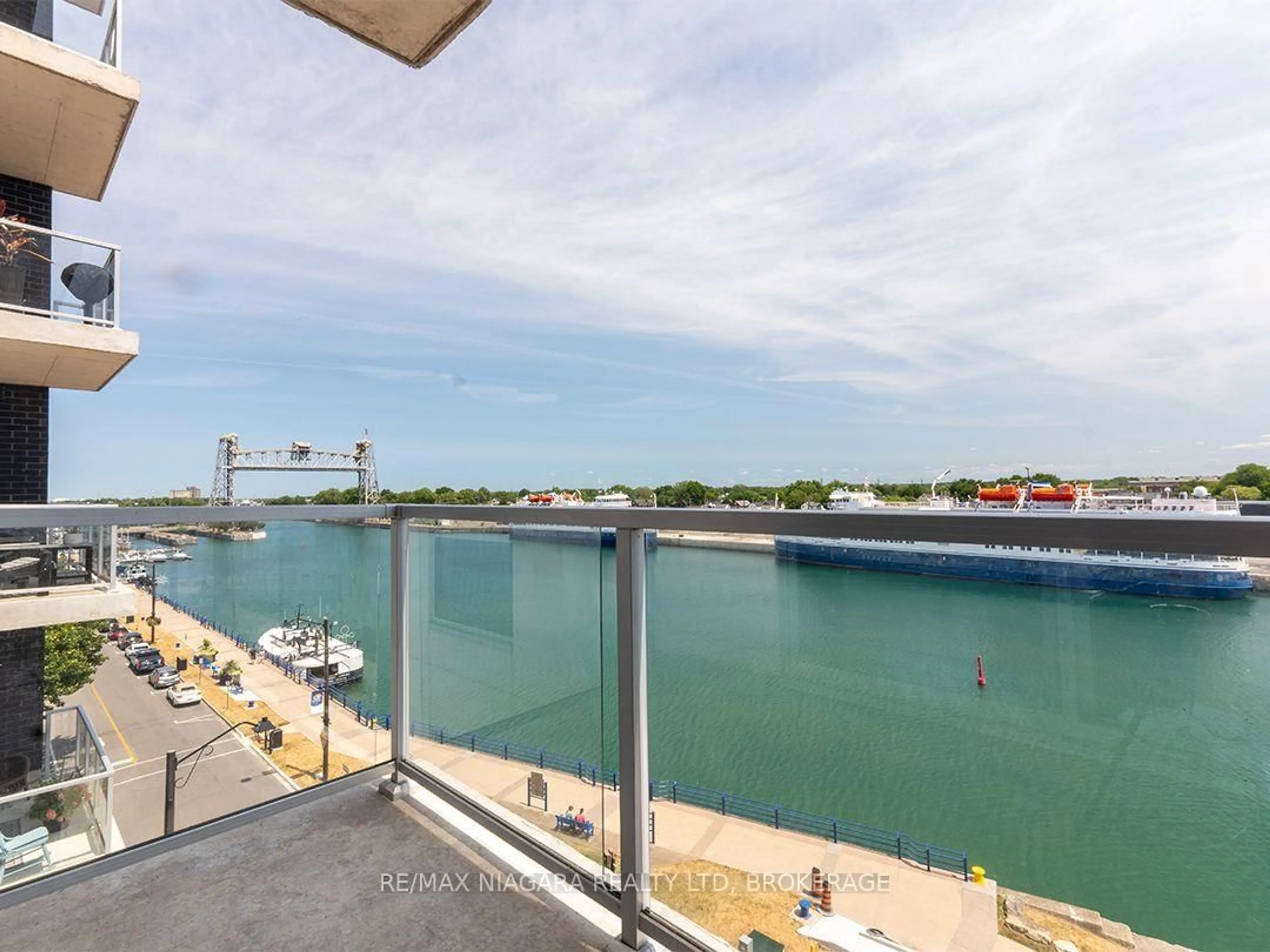 Balcony in the apartment, water/lake/river/ocean view for 118 West St #508, Port Colborne Ontario L3K 0B9