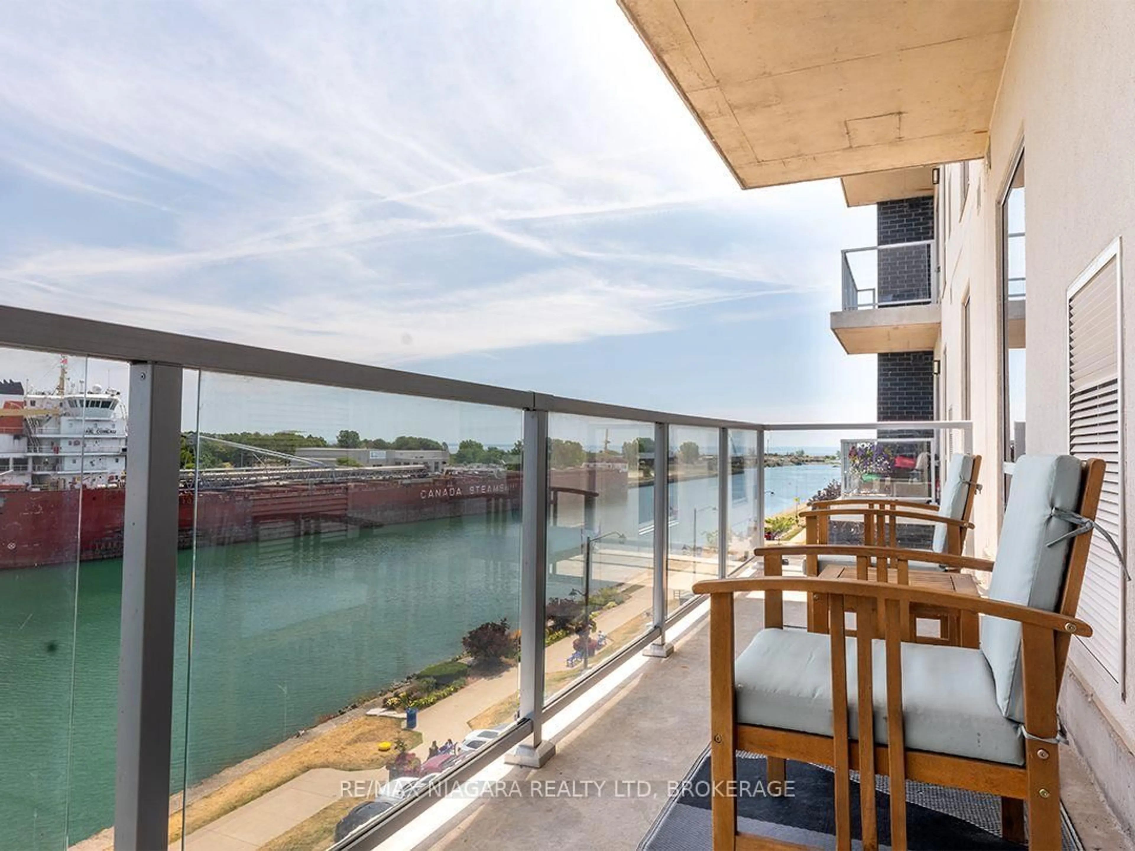 Balcony in the apartment, water/lake/river/ocean view for 118 West St #508, Port Colborne Ontario L3K 0B9