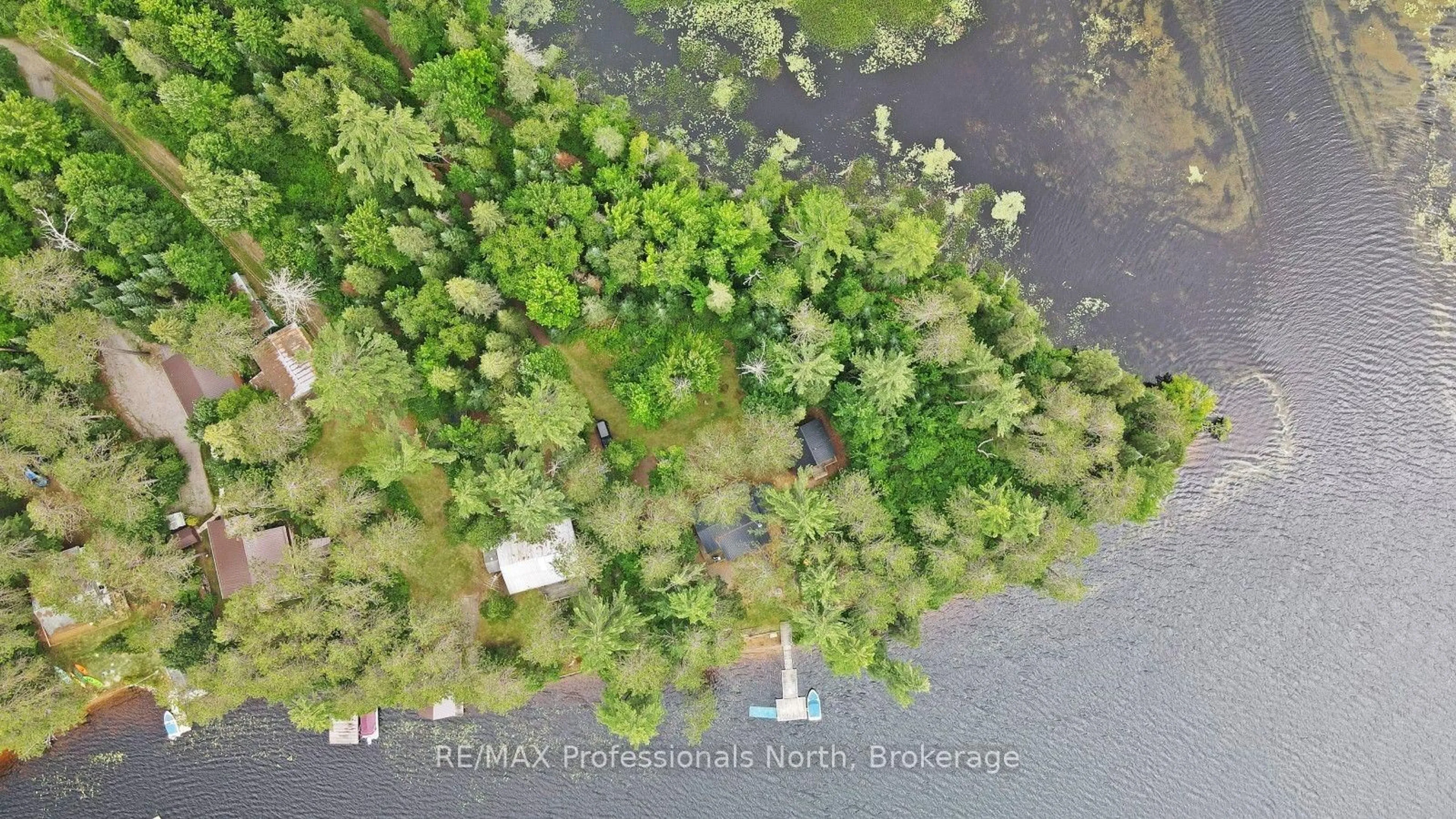 A pic from outside/outdoor area/front of a property/back of a property/a pic from drone, water/lake/river/ocean view for 1053 Cheerful Lane, Dysart et al Ontario K0L 1M1