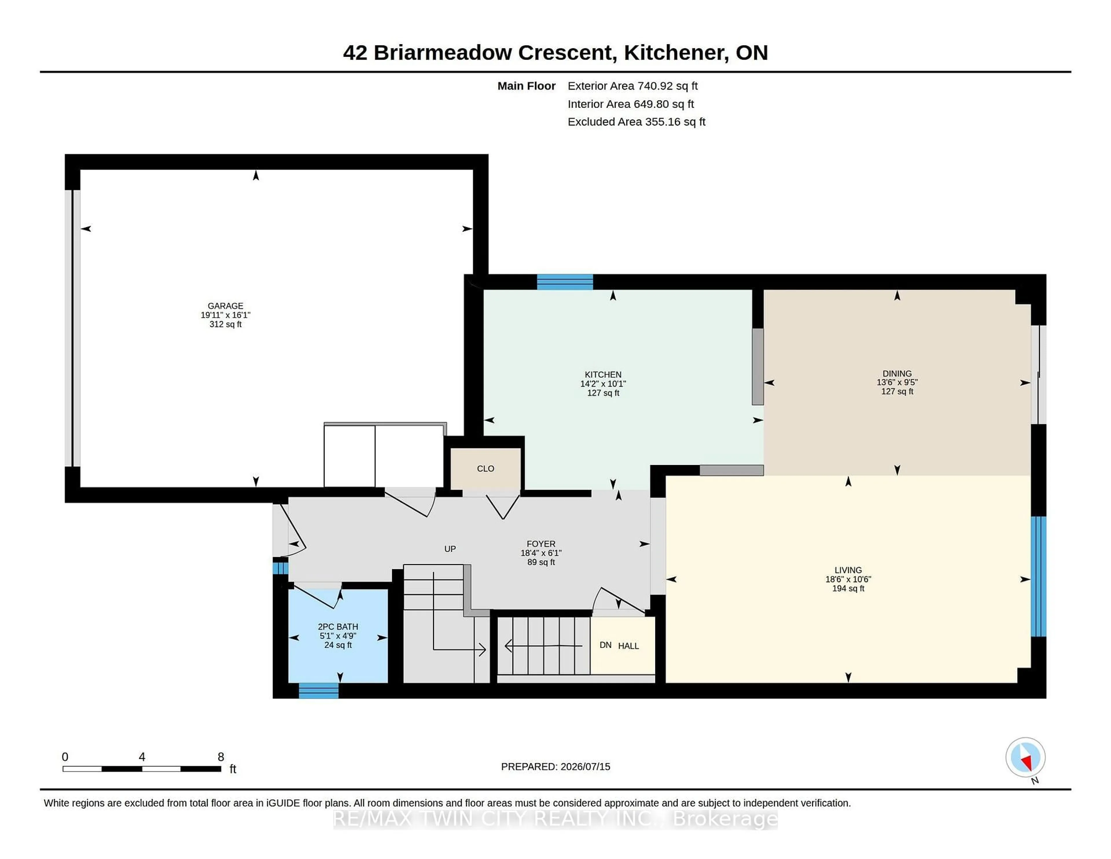 Floor plan for 42 Briarmeadow Cres, Kitchener Ontario N2A 4C5