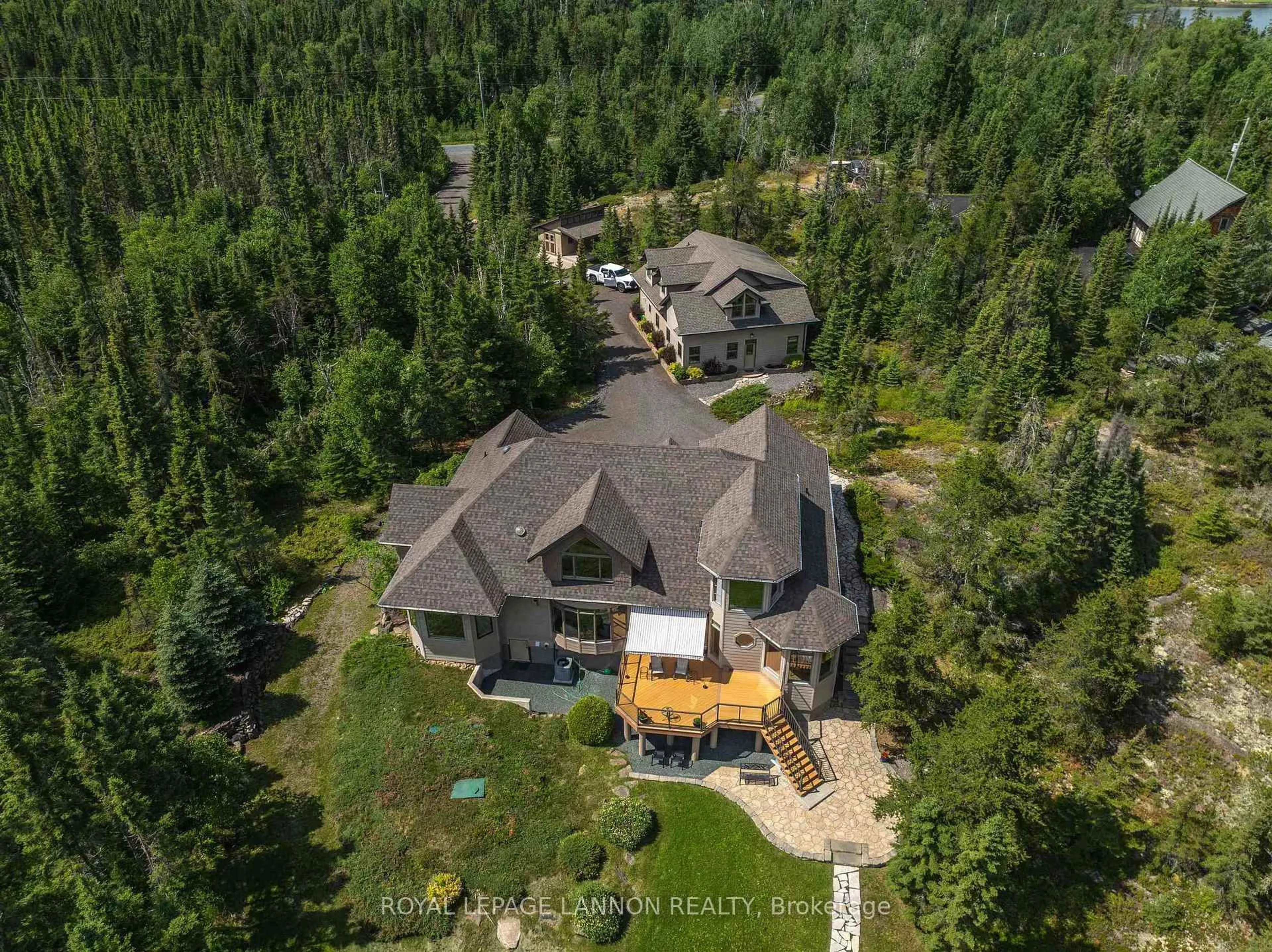 A pic from outside/outdoor area/front of a property/back of a property/a pic from drone, forest/trees view for 135 MICKELSON Dr, Shuniah Ontario P7A 6N3