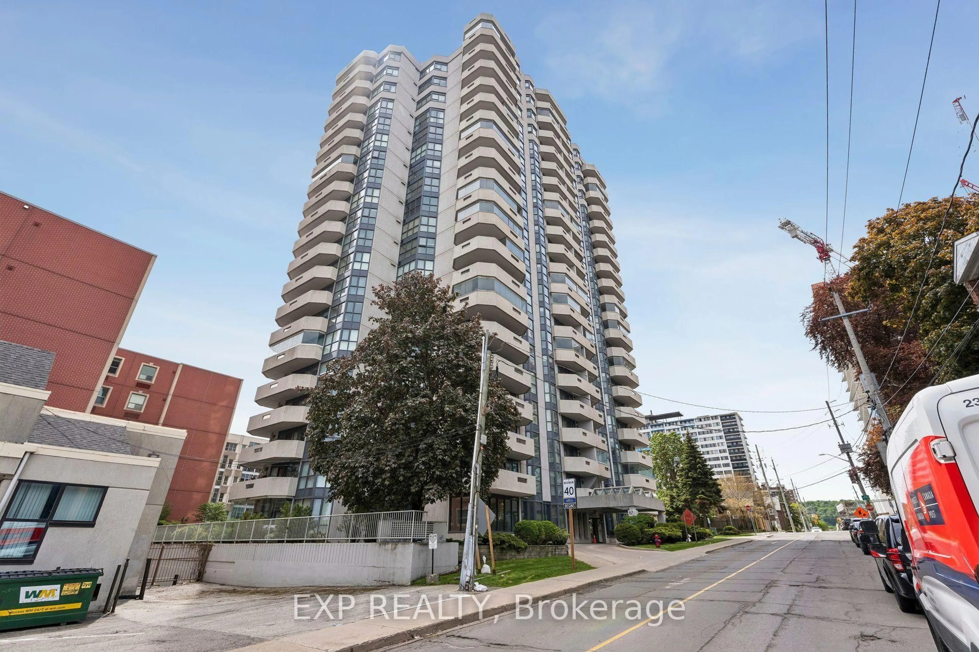 A pic from outside/outdoor area/front of a property/back of a property/a pic from drone, street for 67 Caroline St #1304, Hamilton Ontario L8P 3K6
