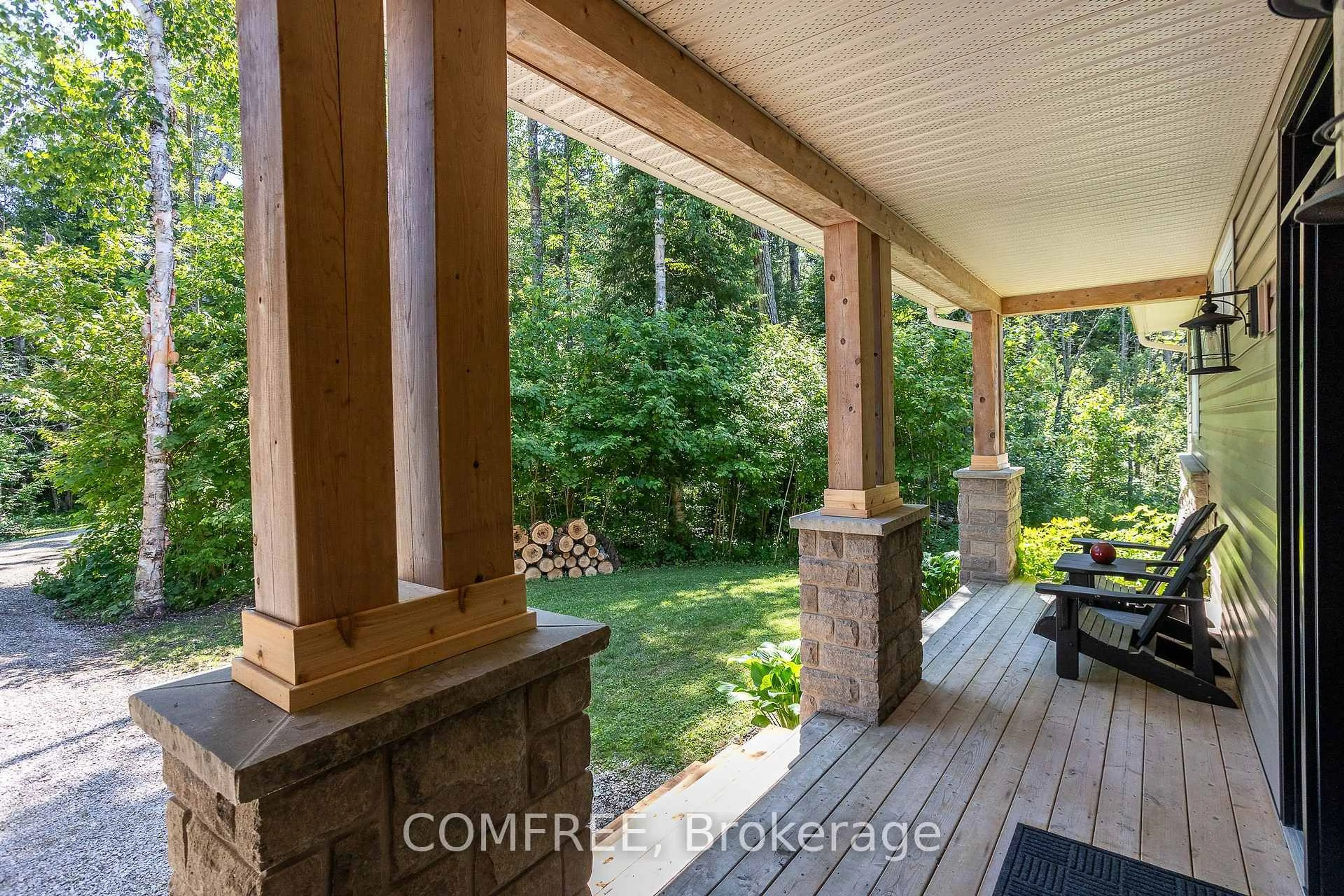 Patio, forest/trees view for 38 Bell Dr, Northern Bruce Peninsula Ontario N0H 2T0