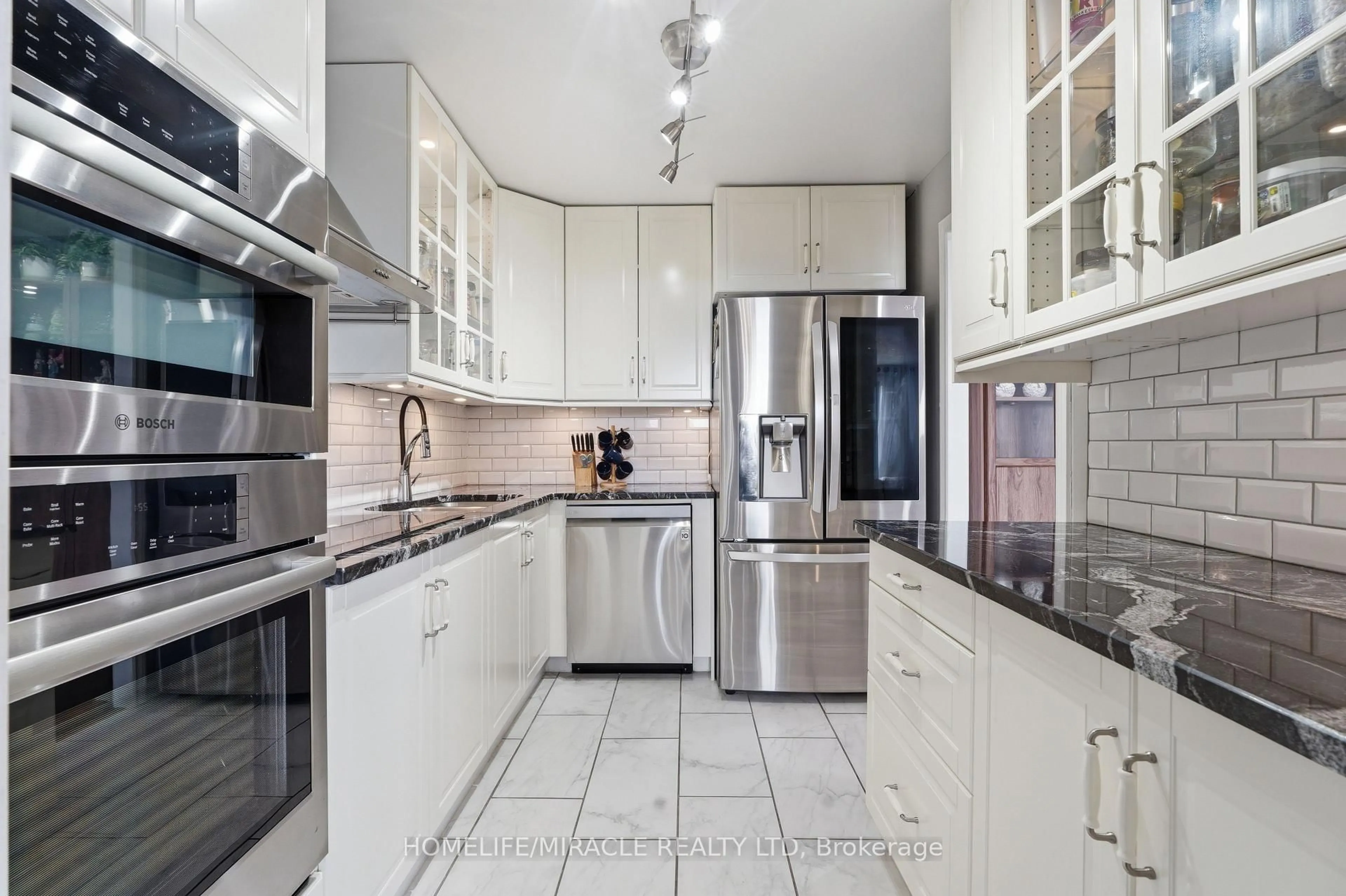 Contemporary kitchen, ceramic/tile floor for 1100 Courtland Ave #809, Kitchener Ontario N2C 2H9