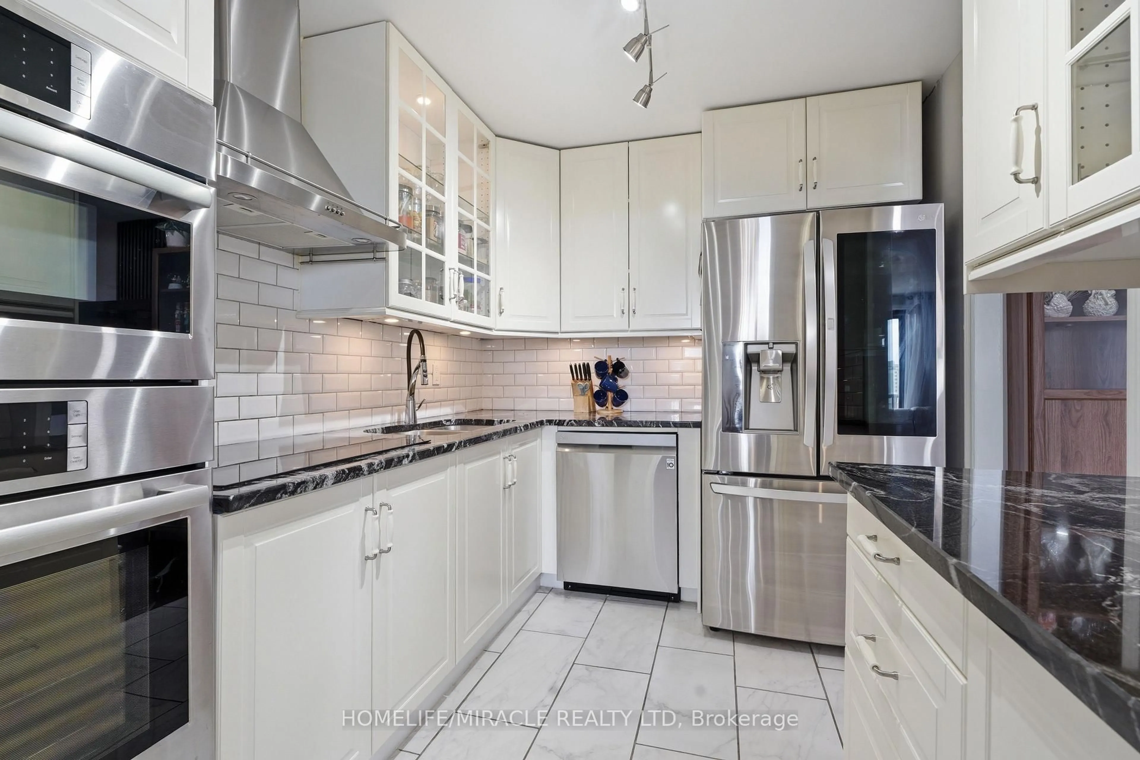 Contemporary kitchen, ceramic/tile floor for 1100 Courtland Ave #809, Kitchener Ontario N2C 2H9