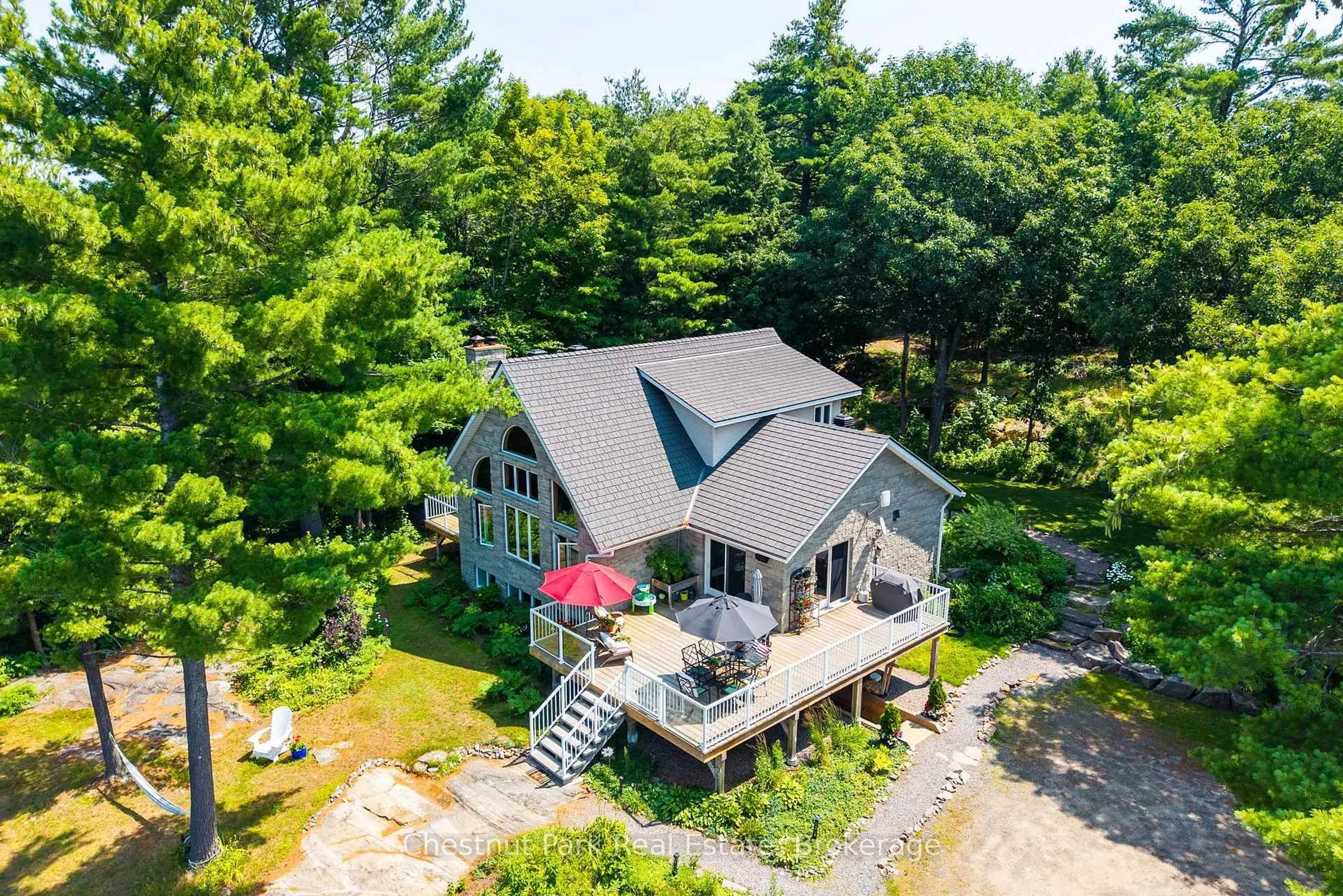 A pic from outside/outdoor area/front of a property/back of a property/a pic from drone, water/lake/river/ocean view for 2488 Falkenburg Rd, Muskoka Lakes Ontario P0B 1J0