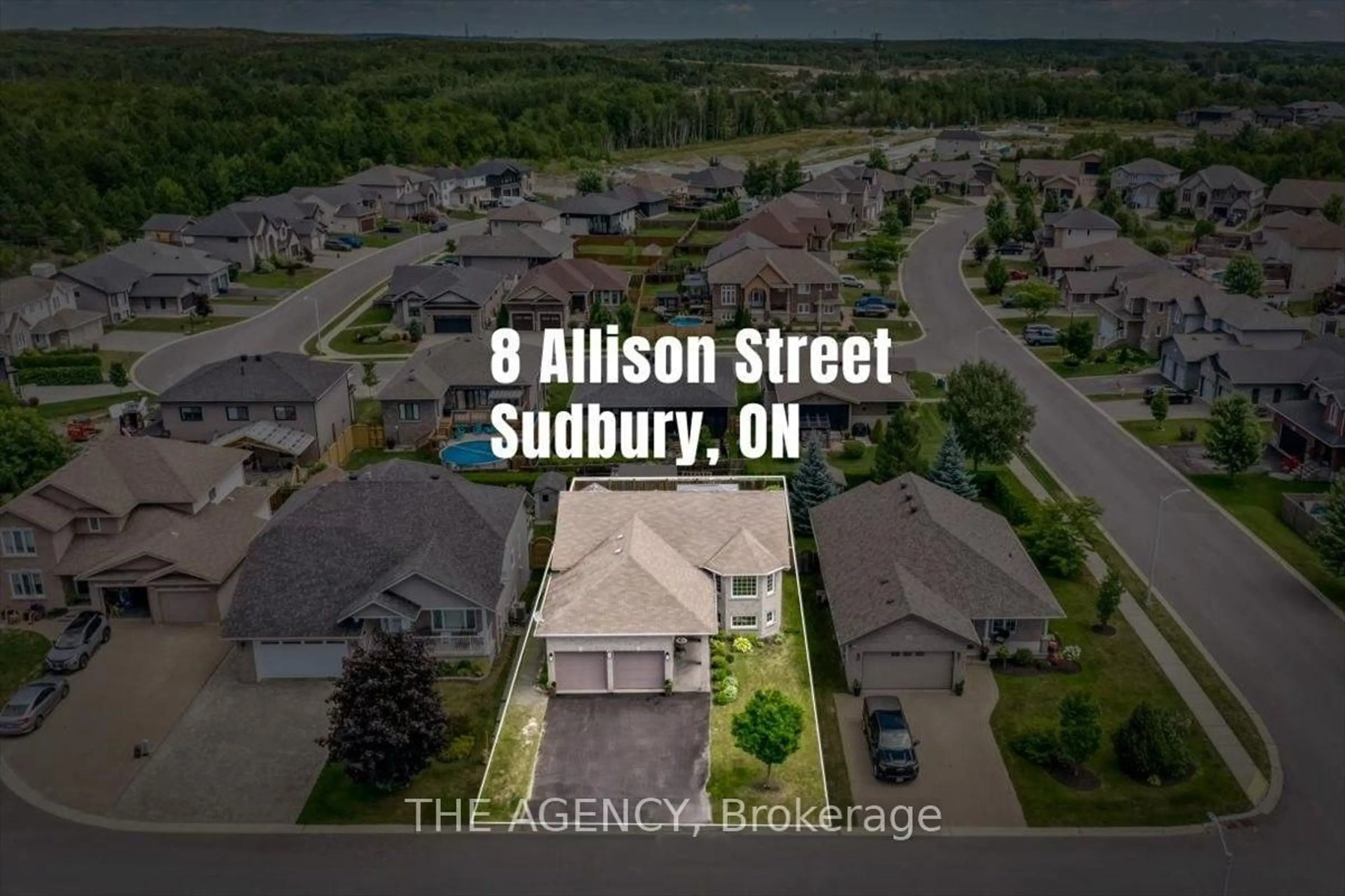 A pic from outside/outdoor area/front of a property/back of a property/a pic from drone, street for 8 Alliston St, Greater Sudbury Ontario P3B 0B3