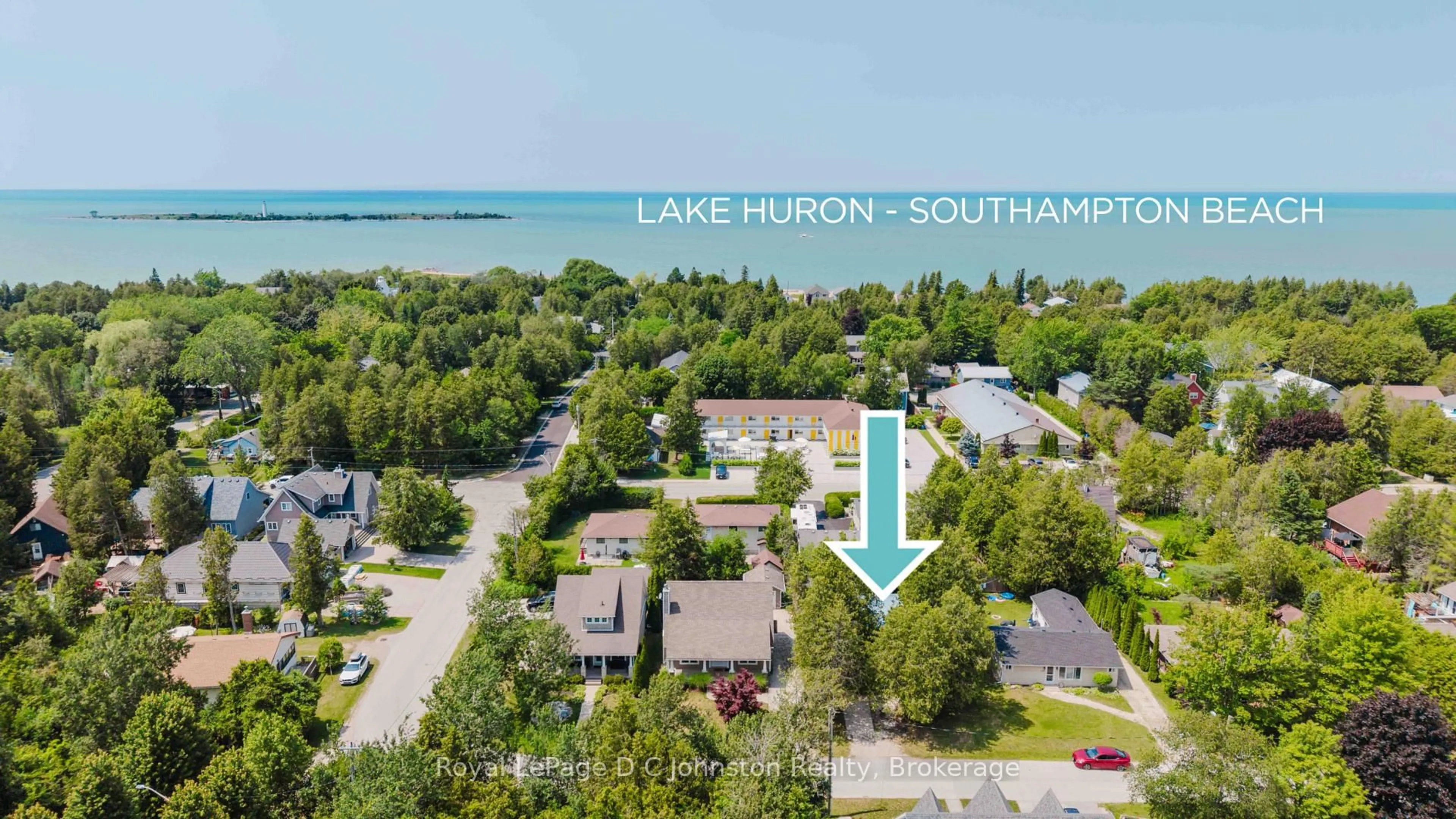 A pic from outside/outdoor area/front of a property/back of a property/a pic from drone, water/lake/river/ocean view for 245 Laird Lane, Saugeen Shores Ontario N0H 2L0