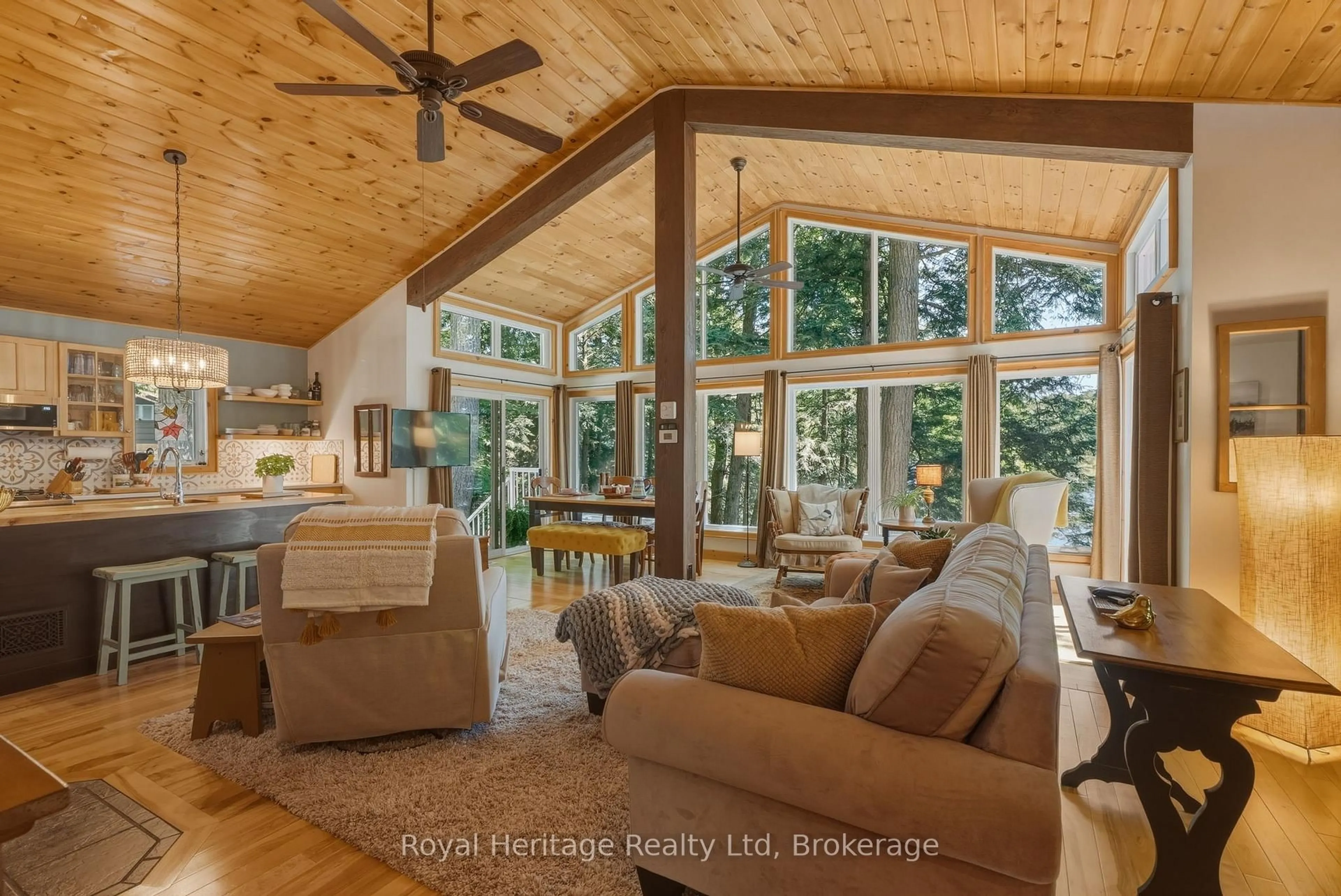Open concept kitchen, wood/laminate floor for 1114 Bruce Lake Dr, Muskoka Lakes Ontario P0B 1G0