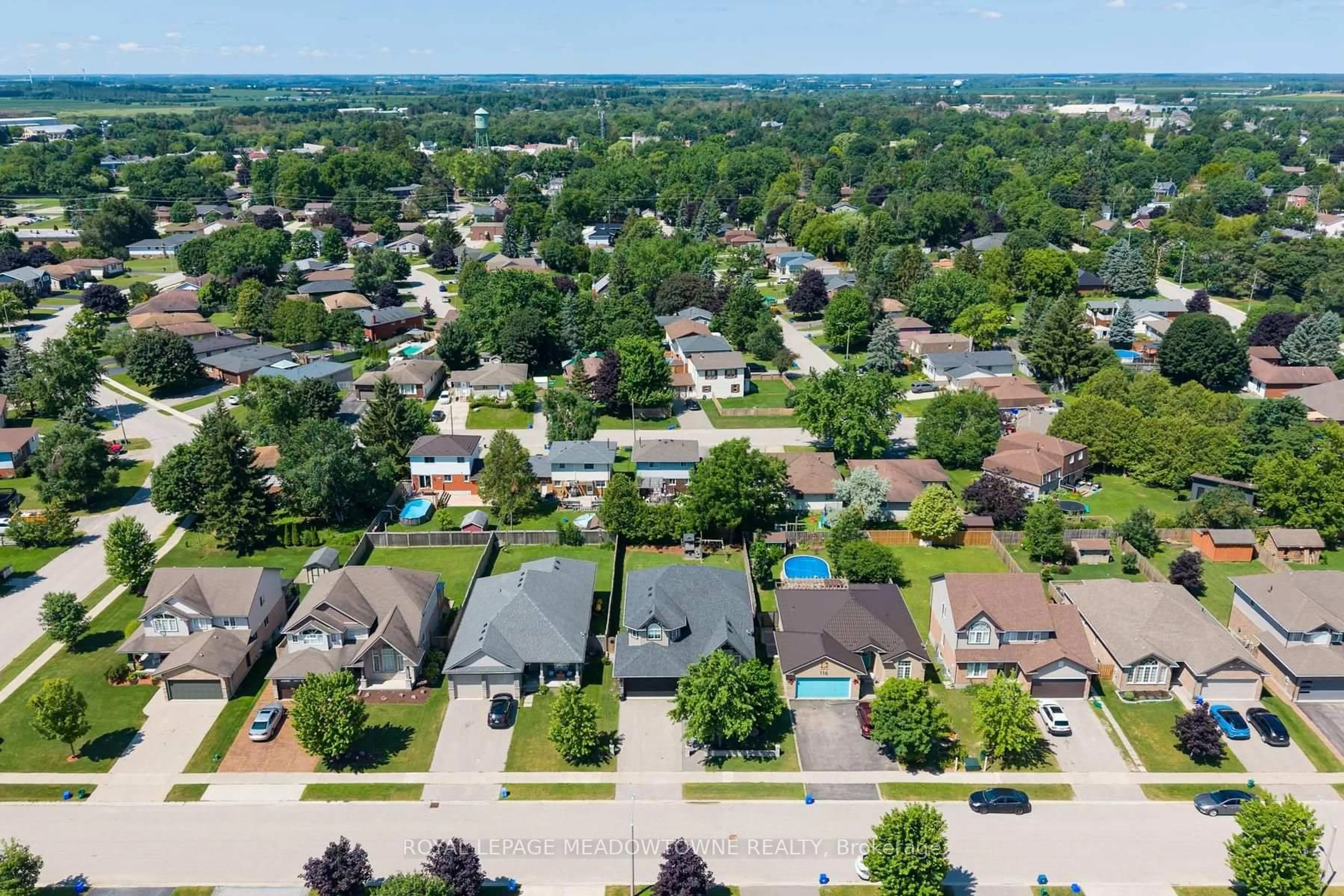 A pic from outside/outdoor area/front of a property/back of a property/a pic from drone, street for 112 Schmidt Dr, Wellington North Ontario N0G 1A0