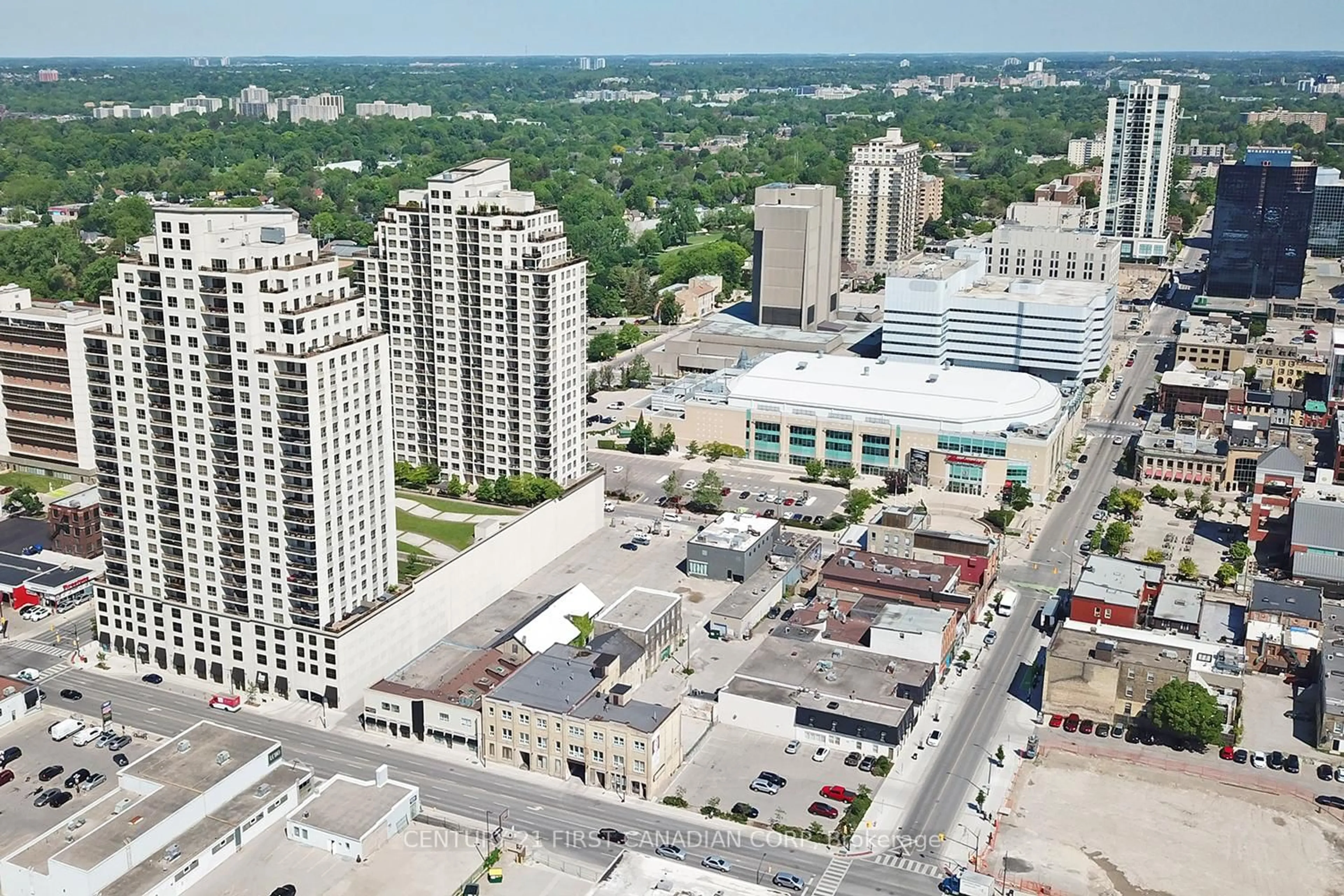 A pic from outside/outdoor area/front of a property/back of a property/a pic from drone, city buildings view from balcony for 330 Ridout St #2108, London East Ontario N6A 0A7