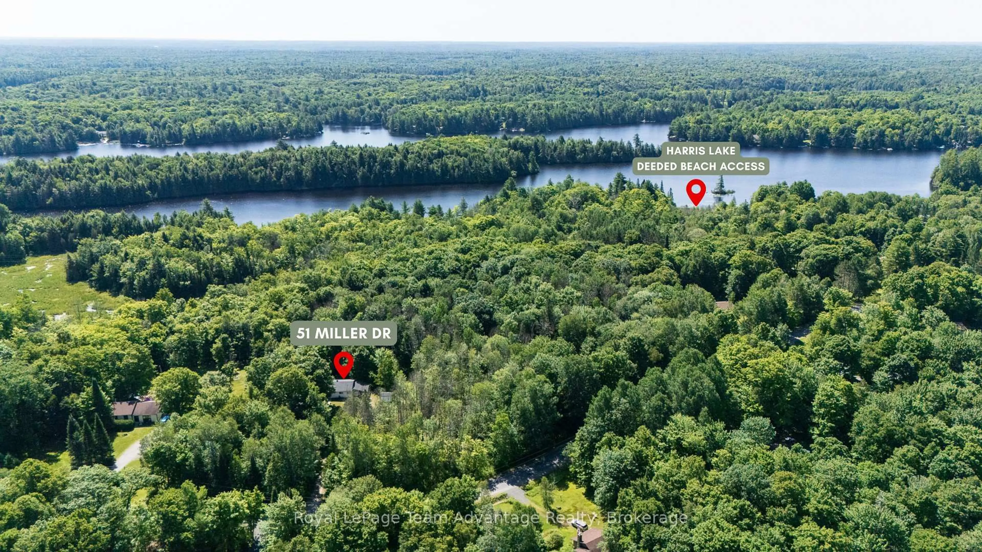 A pic from outside/outdoor area/front of a property/back of a property/a pic from drone, water/lake/river/ocean view for 51 Miller Dr, McDougall Ontario P2A 2W7