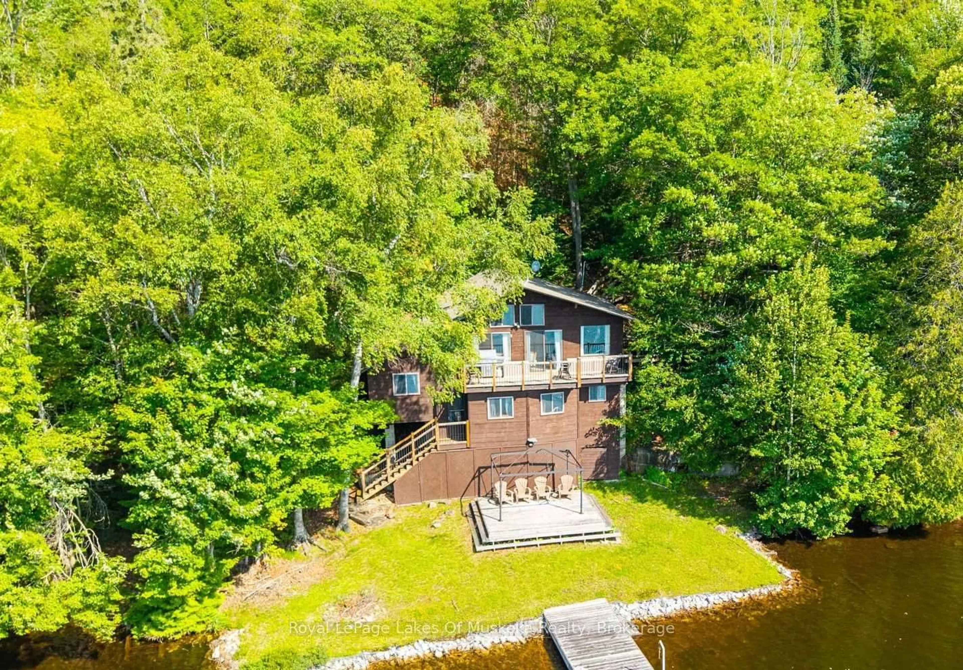 A pic from outside/outdoor area/front of a property/back of a property/a pic from drone, water/lake/river/ocean view for 1187 Ivy Lane, Algonquin Highlands Ontario P0A 1E0