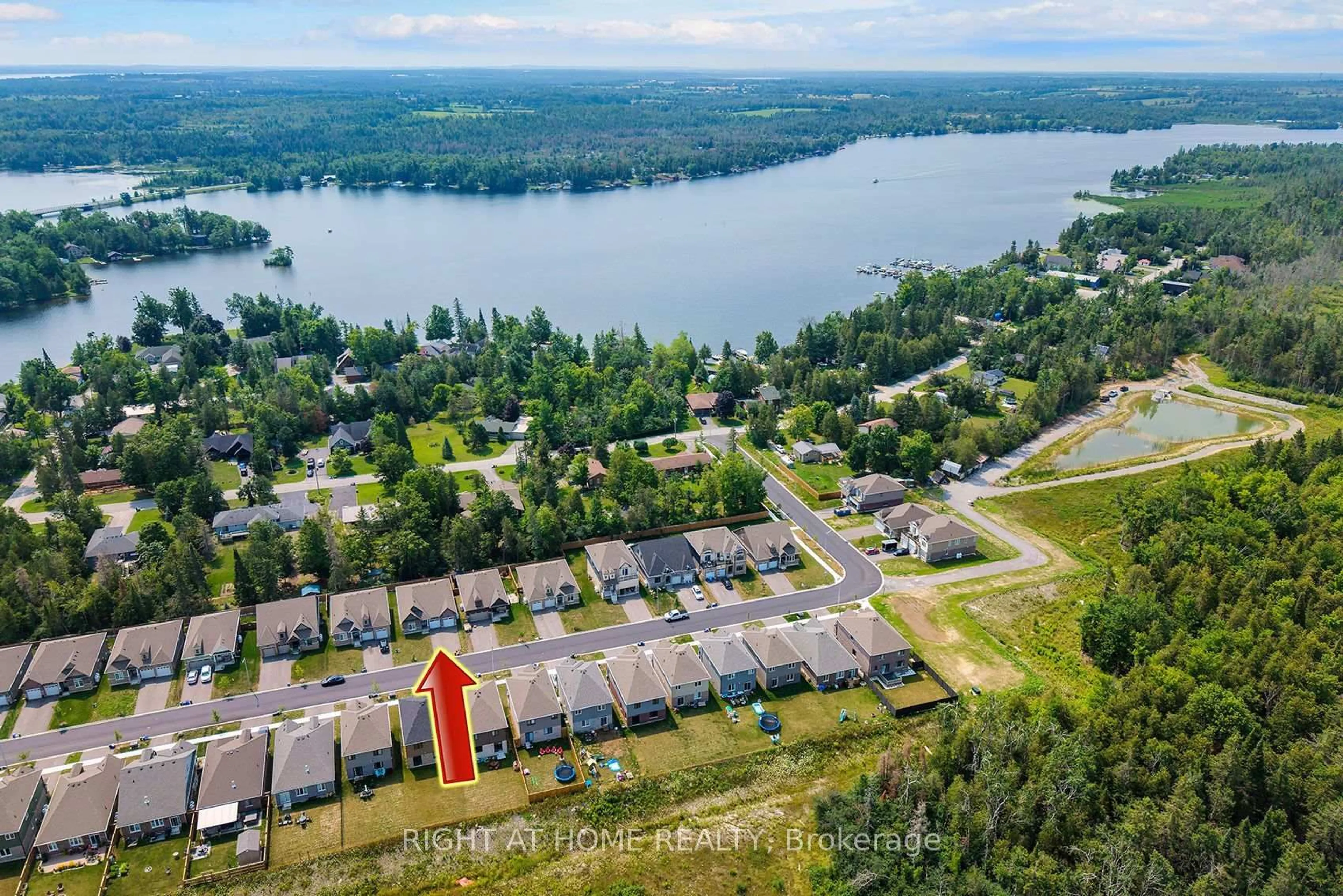 A pic from outside/outdoor area/front of a property/back of a property/a pic from drone, water/lake/river/ocean view for 19 Hillcroft Way, Kawartha Lakes Ontario K0M 1A0