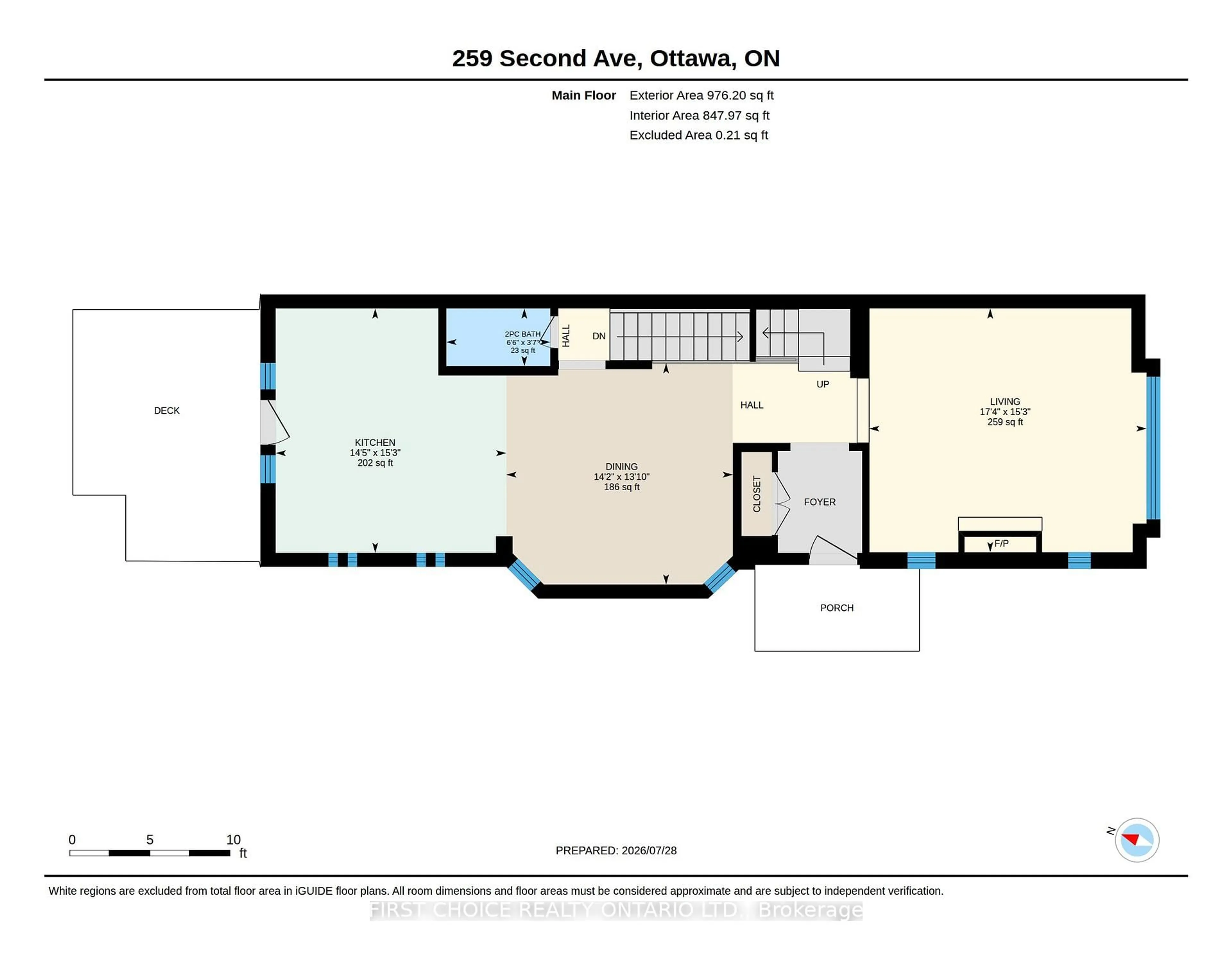Floor plan for 259 Second Ave, Ottawa Ontario K1S 2H8