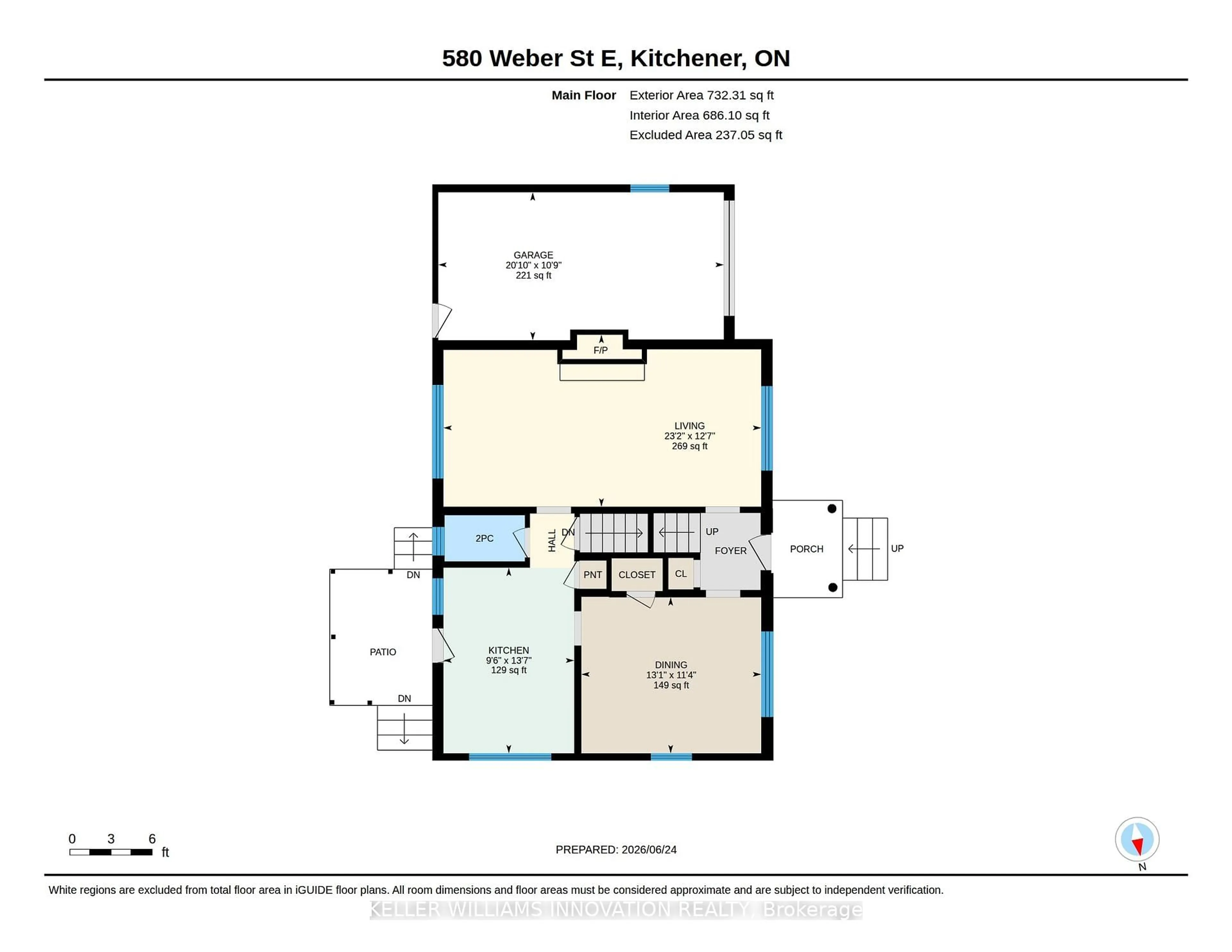 Floor plan for 580 Weber St, Kitchener Ontario N2H 1G8