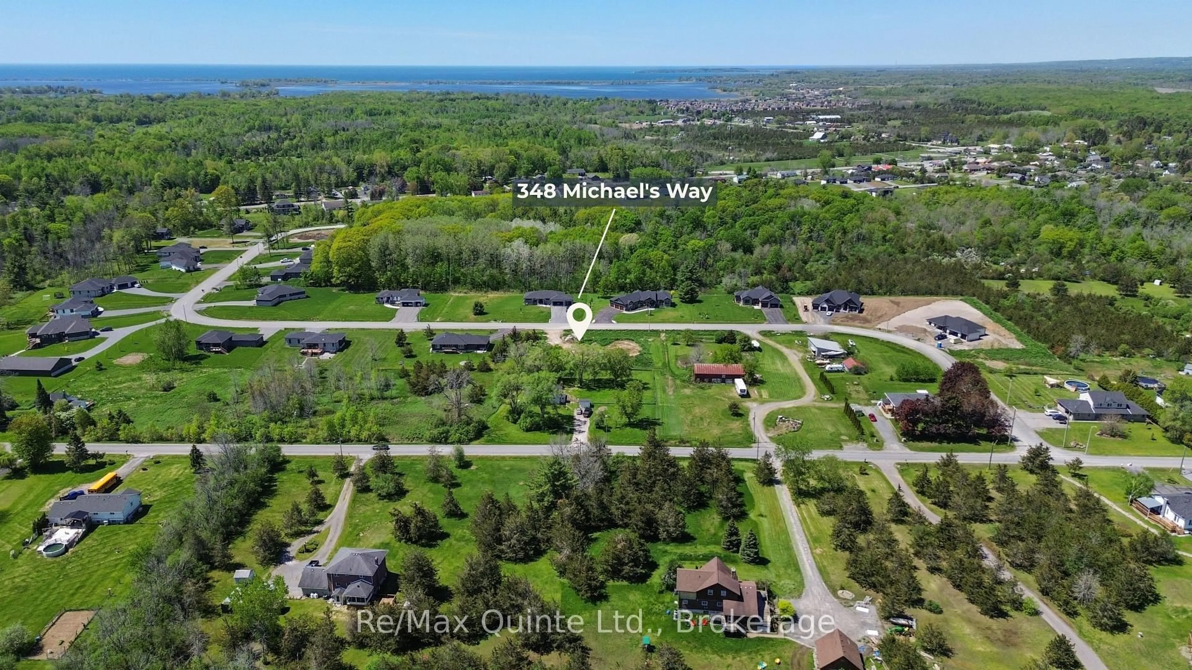 A pic from outside/outdoor area/front of a property/back of a property/a pic from drone, water/lake/river/ocean view for 348 Michael's Way, Prince Edward County Ontario K0K 1L0