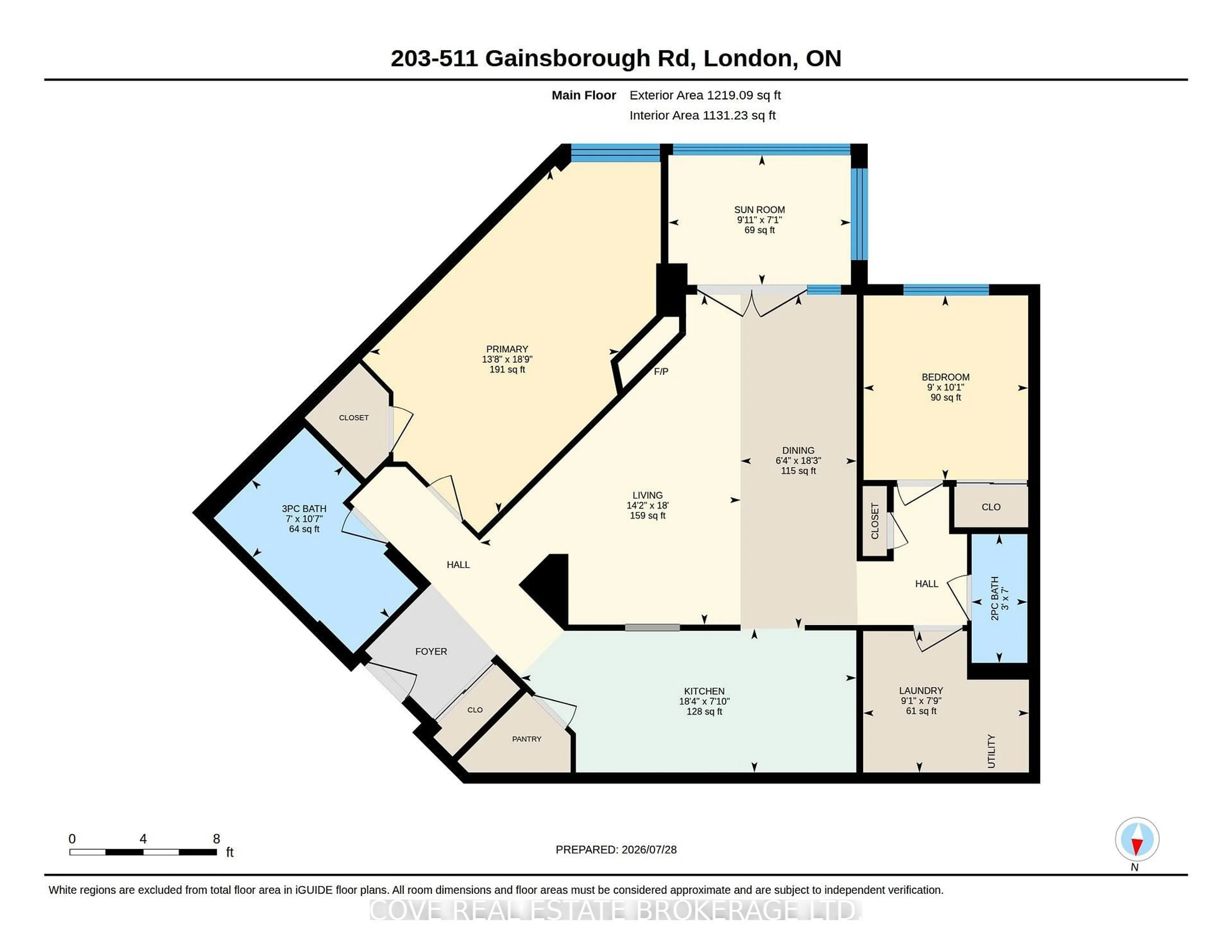 Floor plan for 511 Gainsborough Rd #203, London North Ontario N6G 4Z5
